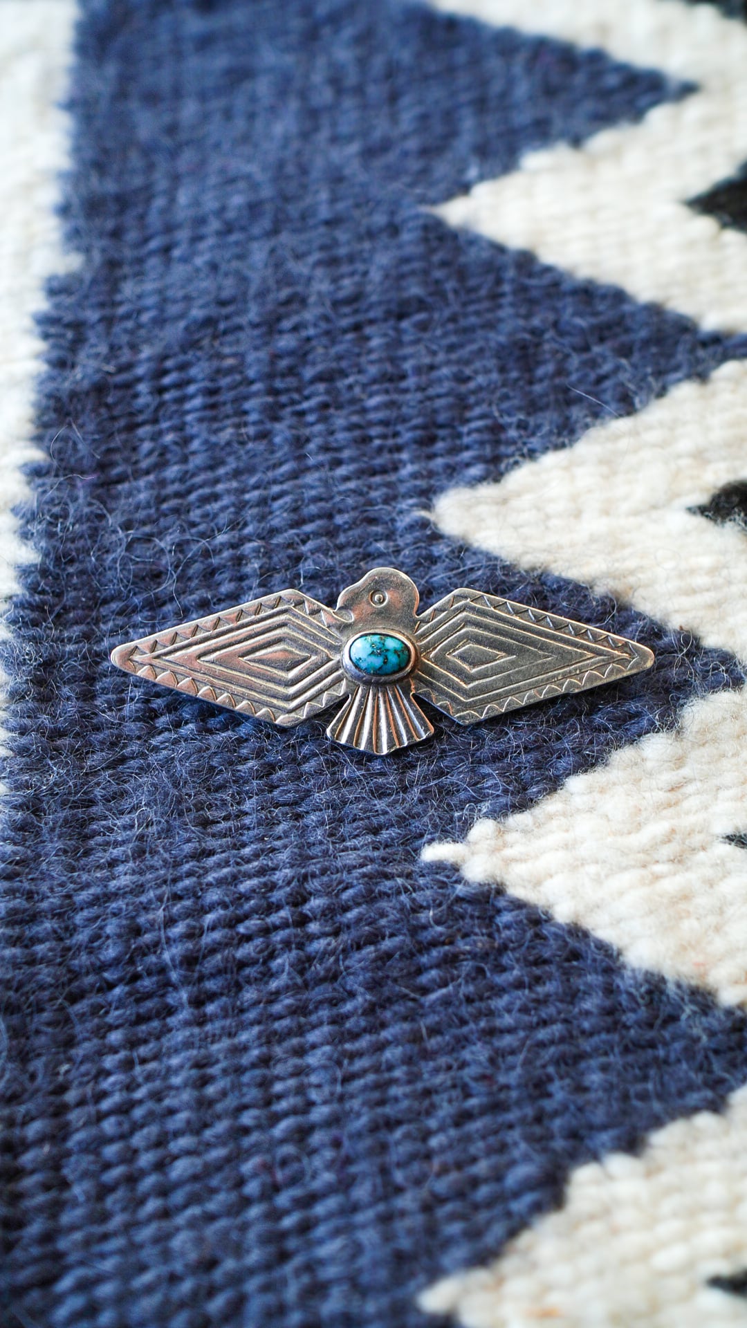 1940-1950s】ナバホ ターコイズ & サンダーバード ピン 《ネイティブ