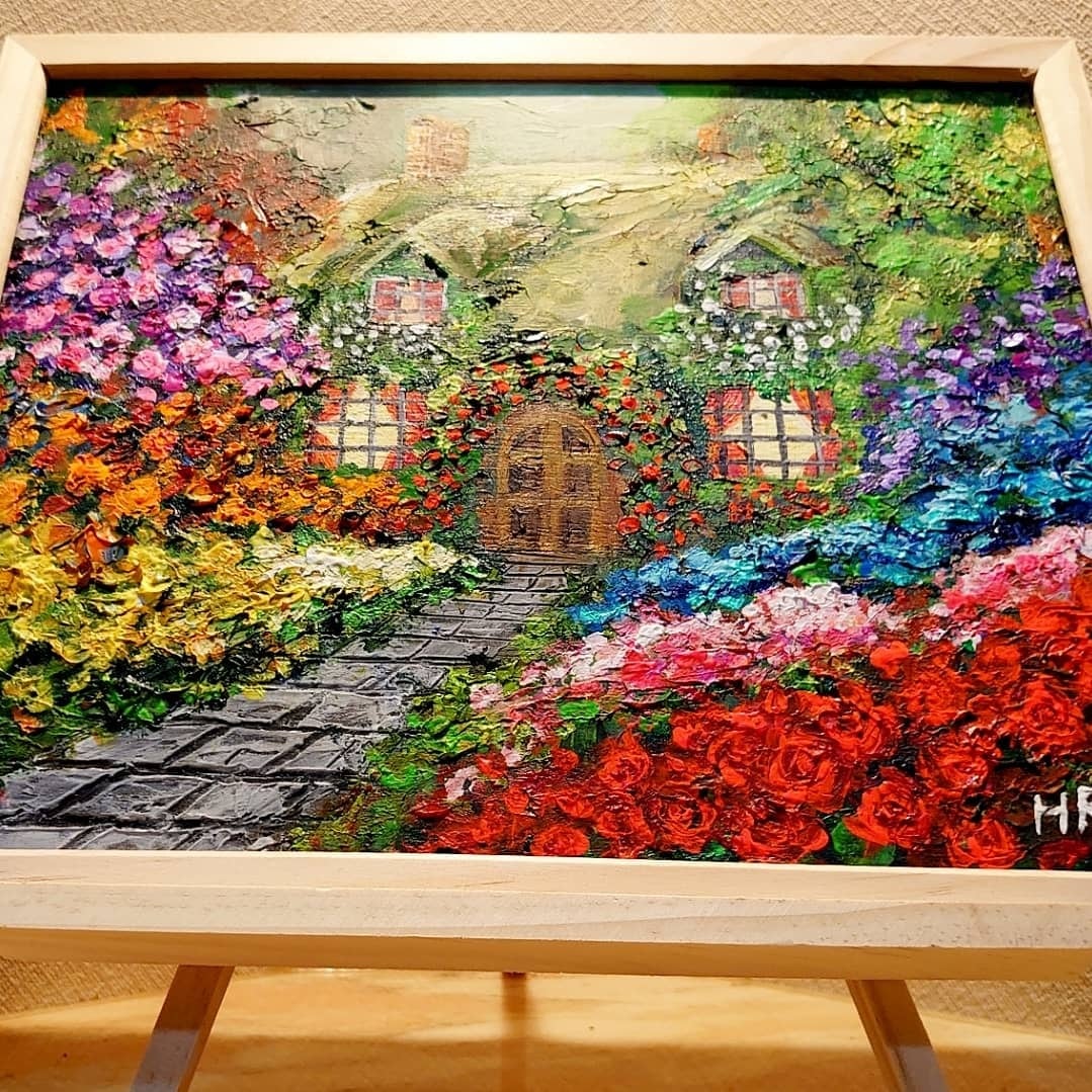 油彩画 油彩画 洋画 (油絵額縁付きで納品対応可) F4号 「塔の