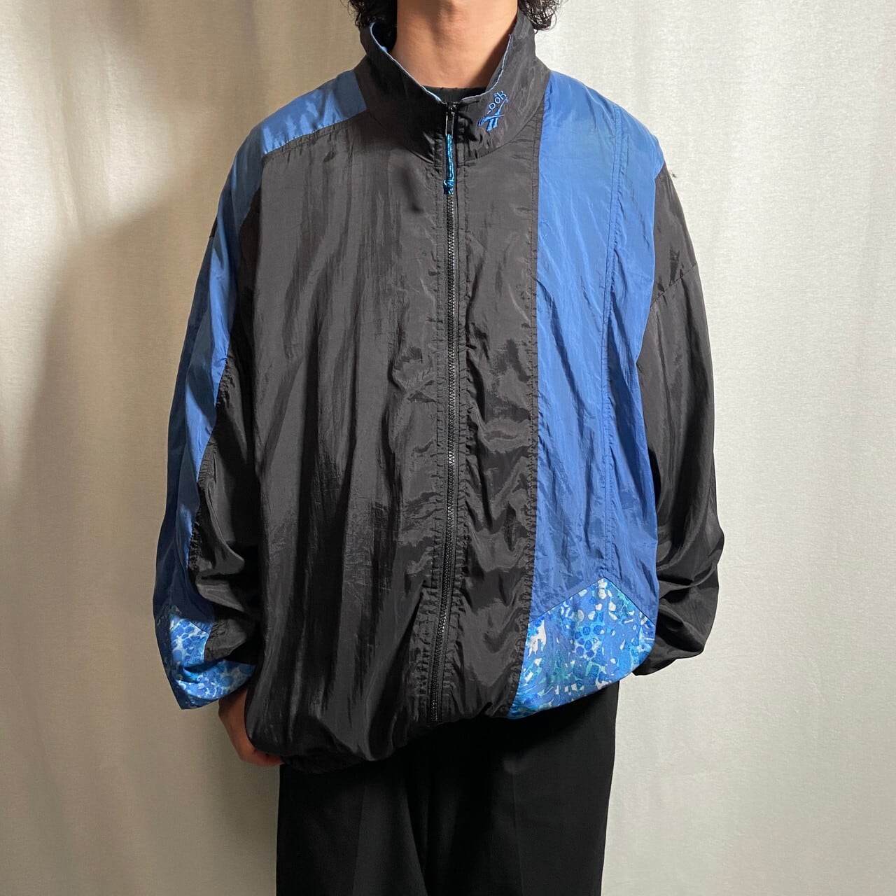 90年代 Reebok リーボック ナイロンジャケット ロゴ刺繍 メンズ2XL相当