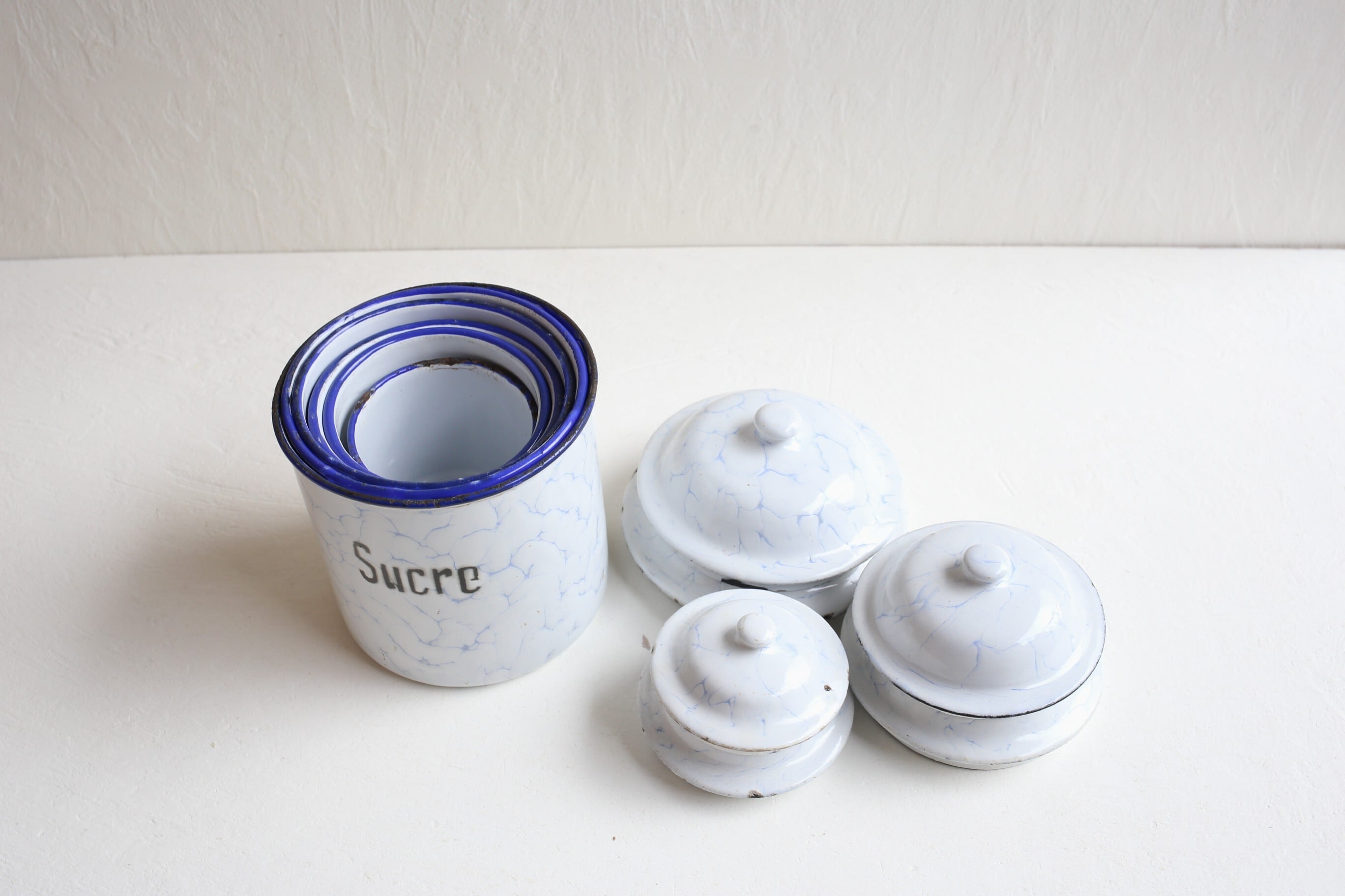 フランス アンティーク ホーロー キャニスター 6個セット N-06129