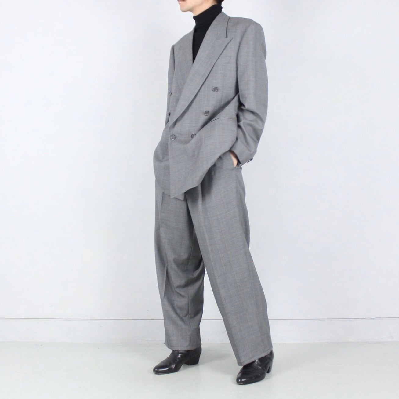 00s ダブルジャケット セットアップ ダブルスーツ レトロ グレー y2k