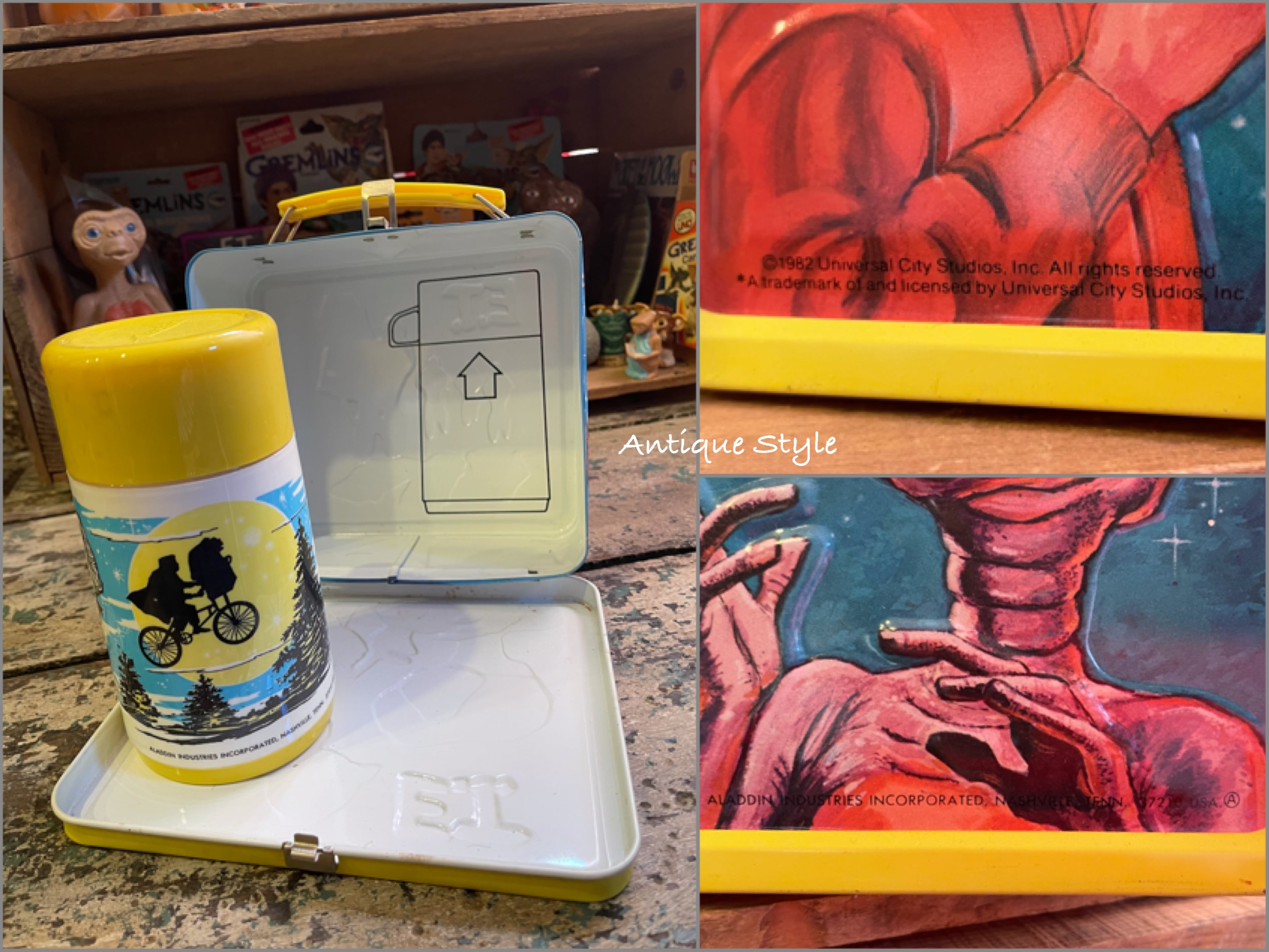 1982 ' アラジン E.T. ヴィンテージ ランチボックス 水筒付き ALADDIN