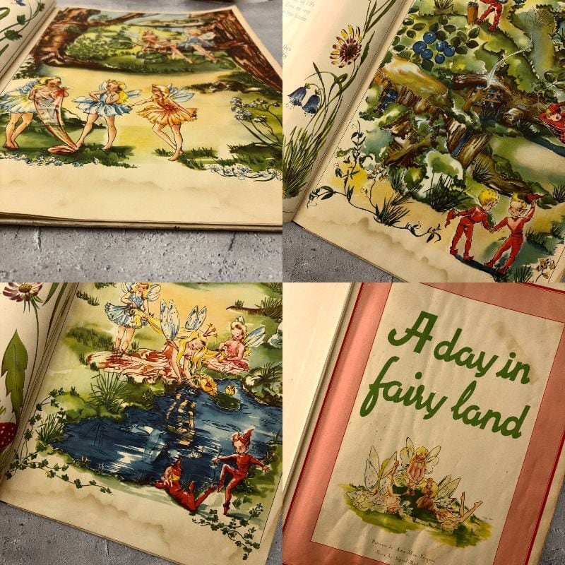 希少なとても大きな妖精本｡ 妖精の国の一日 1940年代 スウェーデン出版