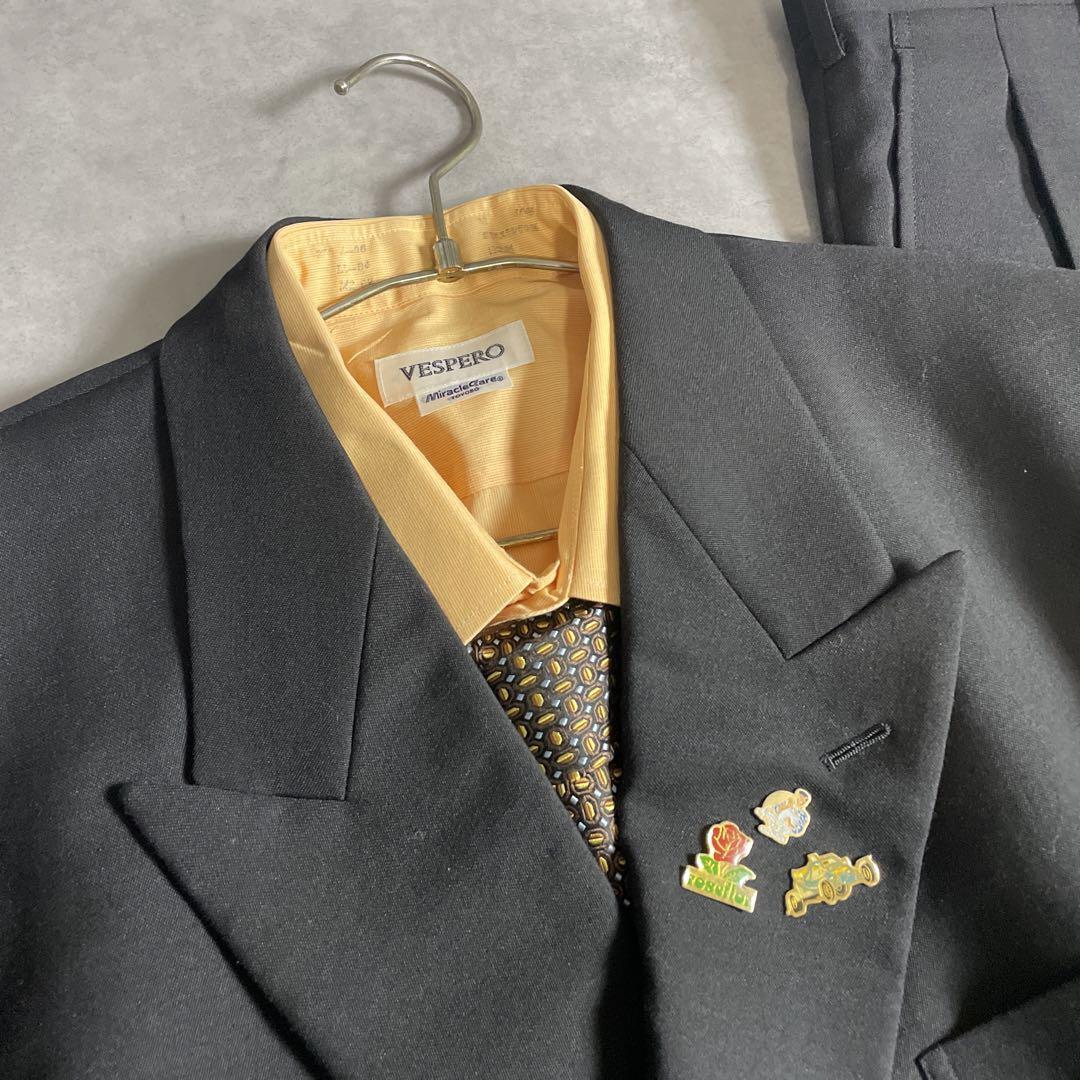 90s ヴィンテージ スーツ ダブル セットアップ 成人式vol.121オレンジ