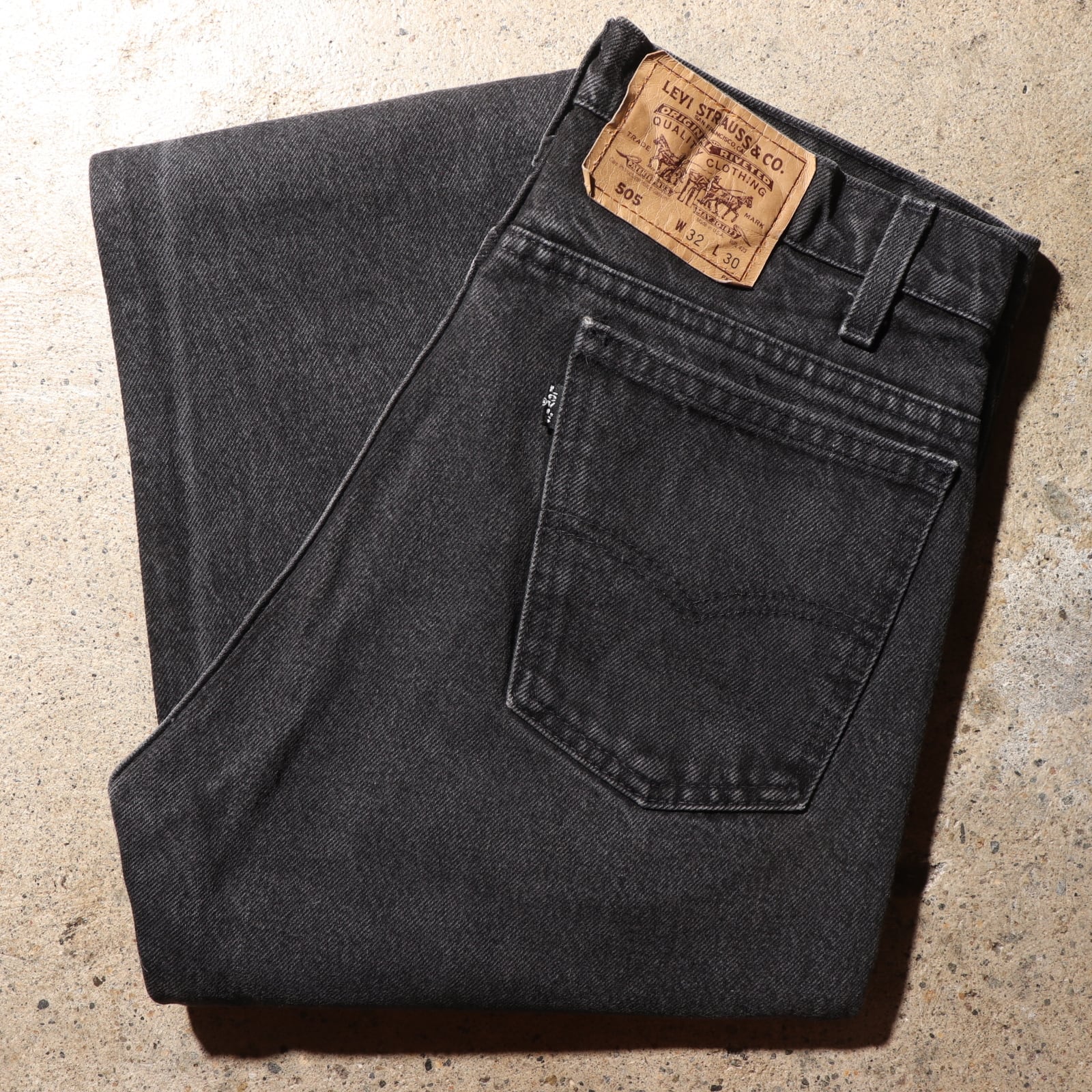 稀少 黒タブ 32×30 Levi's 505 USA サルファーブラック デニムパンツ