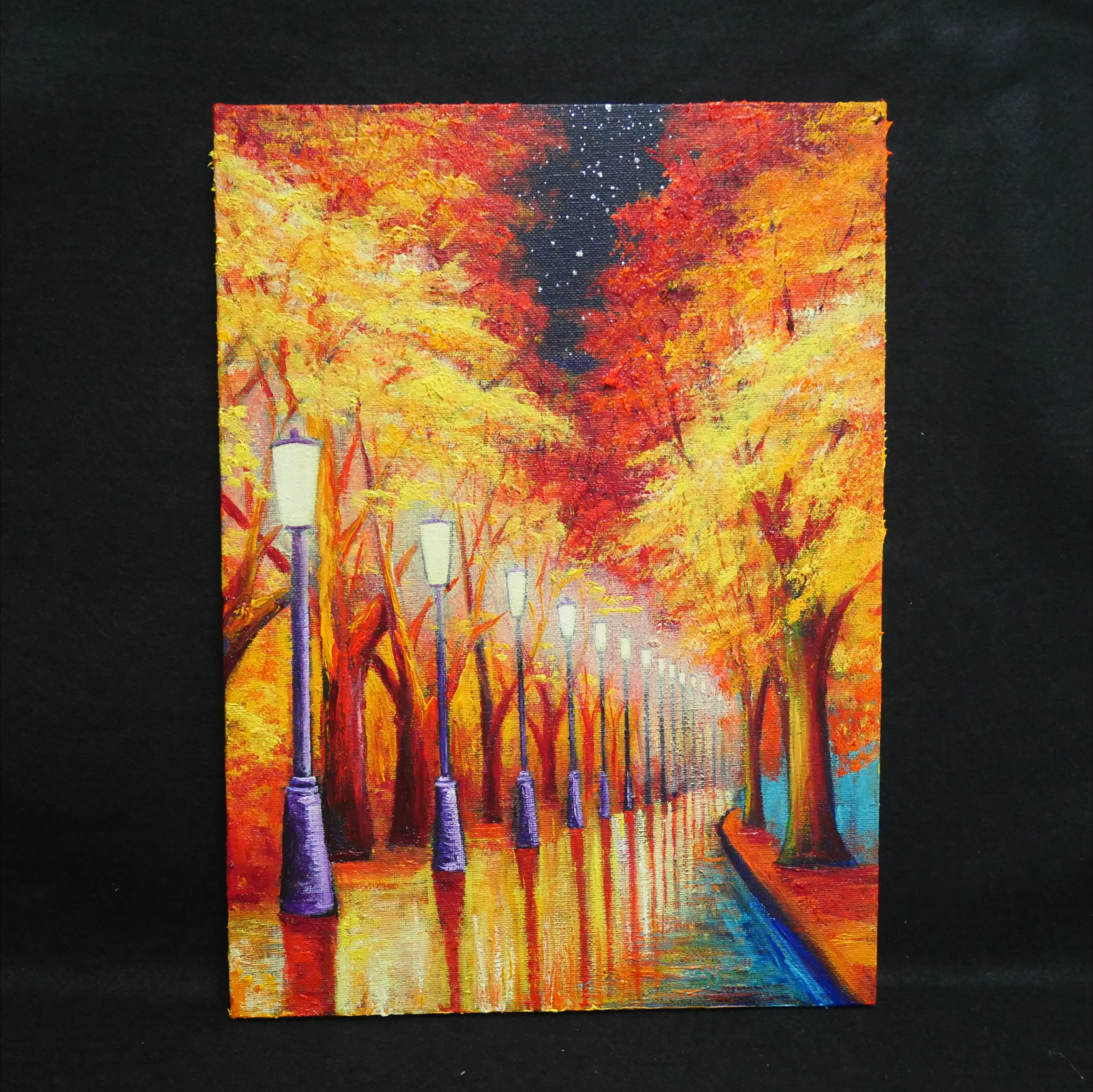 油絵 油彩 油彩画 絵 絵画【夜の秋】 | HIROSHI1990