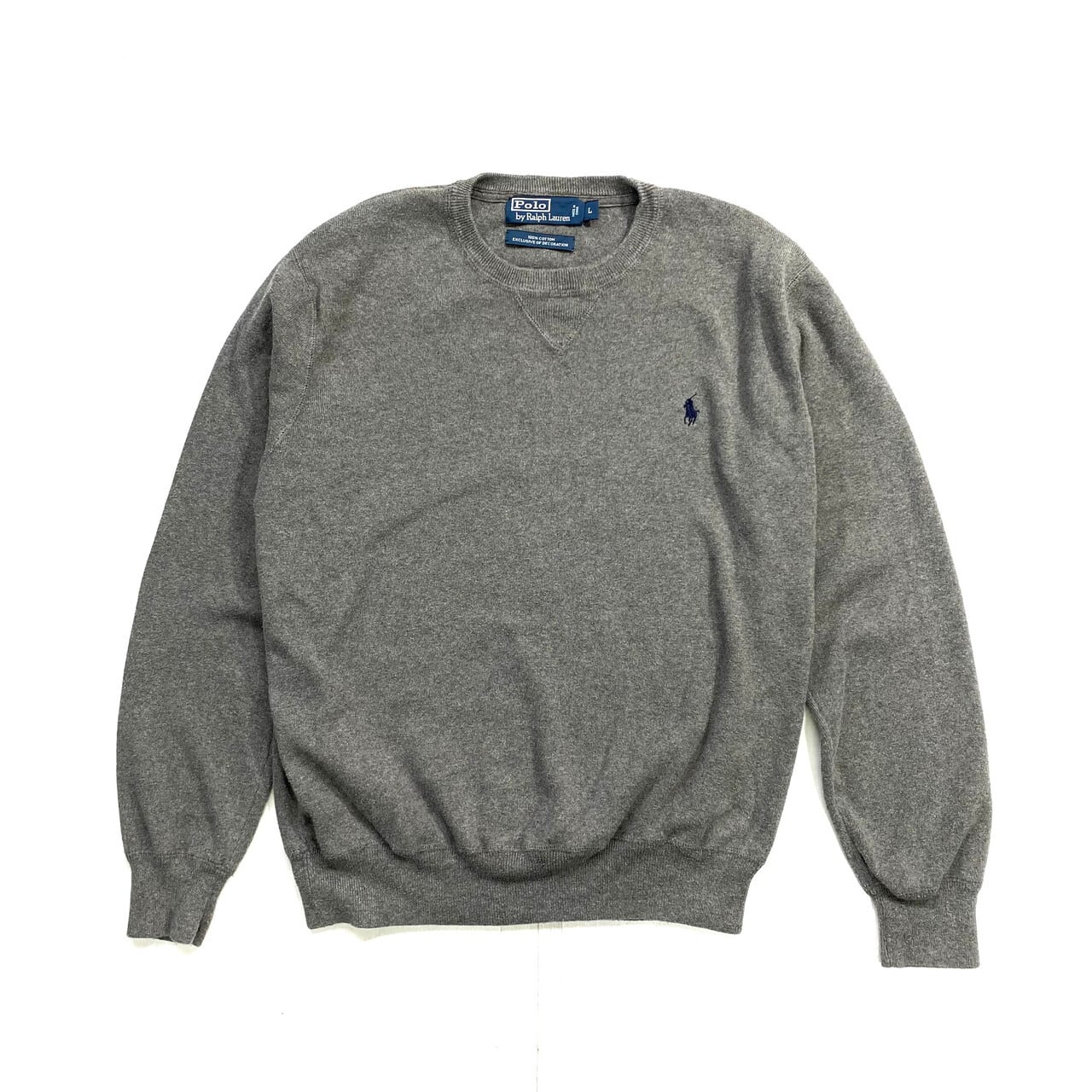 ポロ バイ ラルフローレン コットンニットセーター メンズL 前V