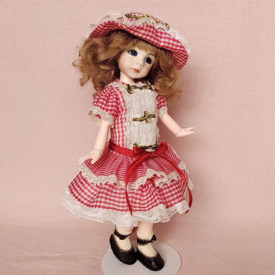 ビスクドール セリアボディ ギンガム シルク ワンピース モヘア