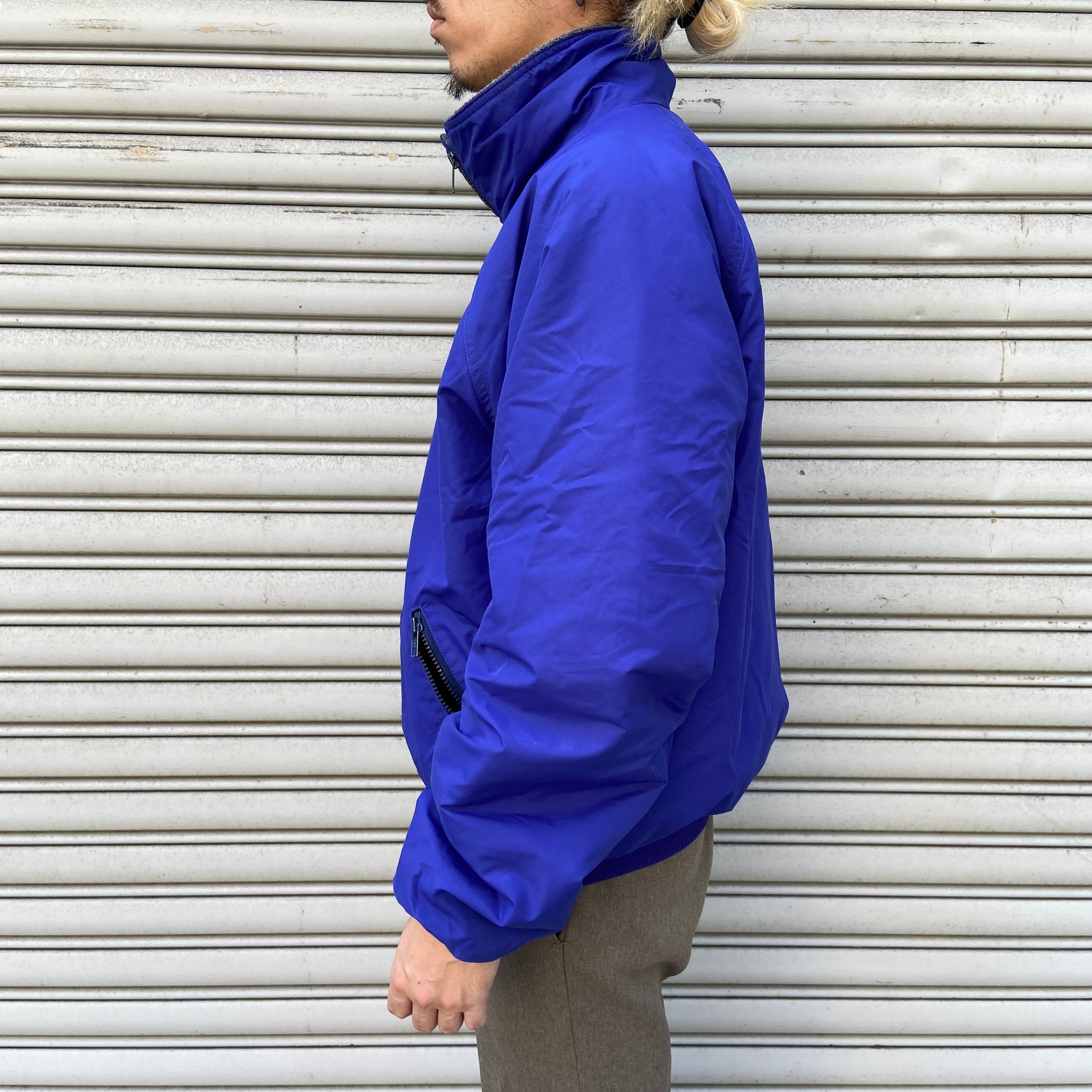 80s USA製 パタゴニア シェルドシンチラジャケット 三角タグ L ブルー