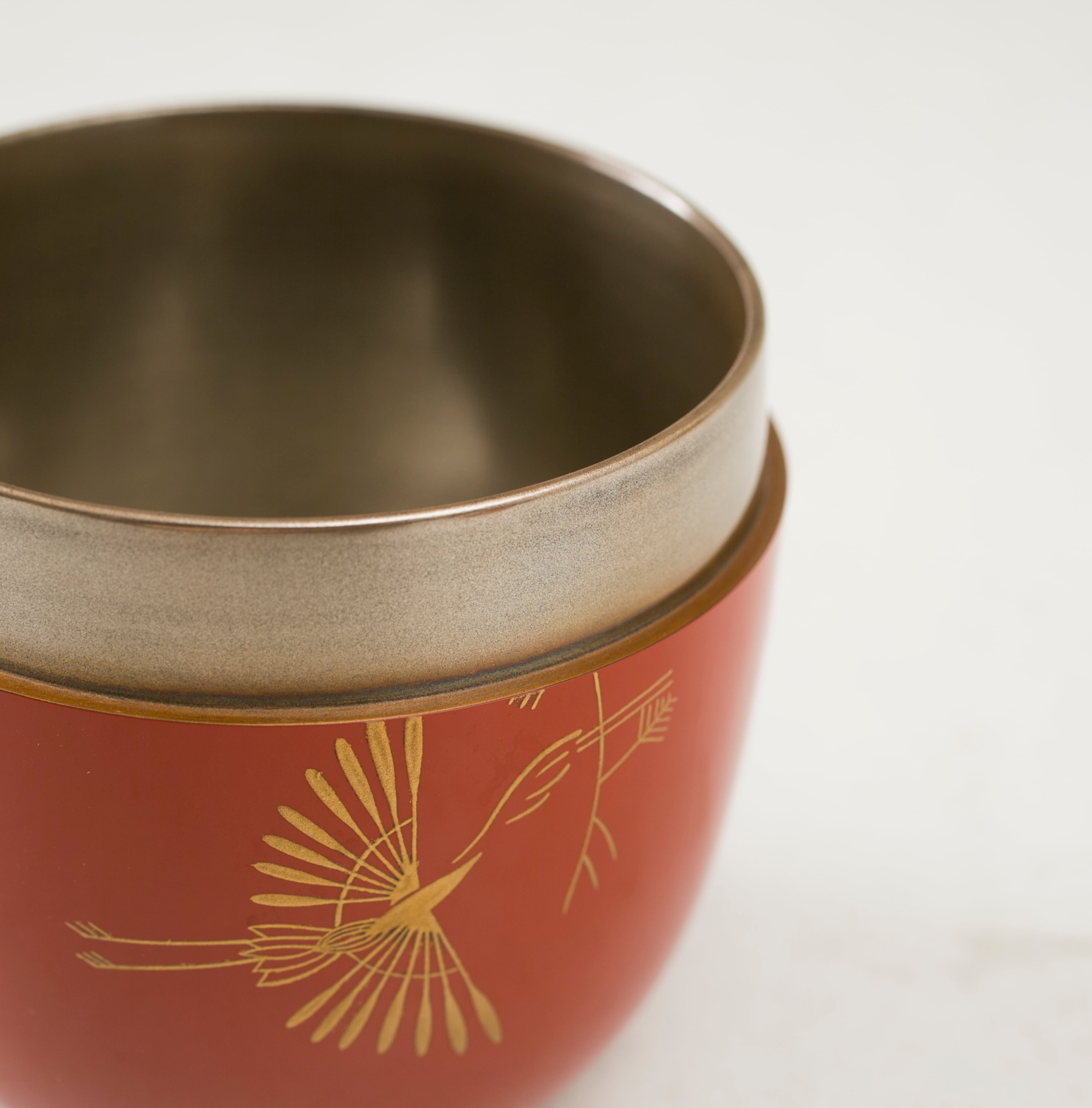 松喰鶴 蒔絵 朱塗 内銀地 棗 大多尾重則 茶入 茶器 吉祥文様 もてなし