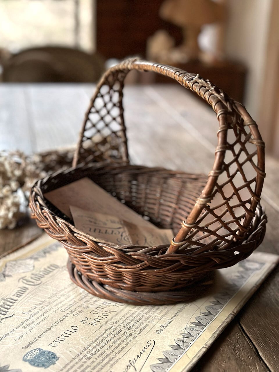 浅型 フラワーパニエ バスケット かご カゴ | Brocante de La Cocotte