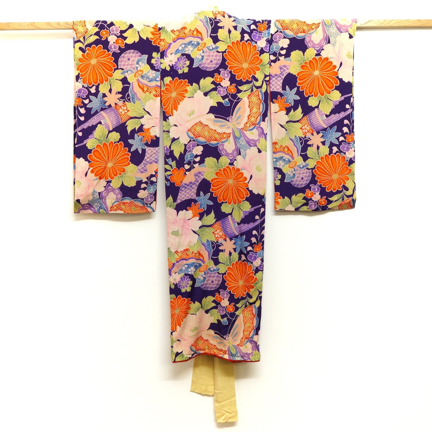 1372 アンティーク 子ども着物 正絹 錦紗 古布 リメイク素材 市松人形