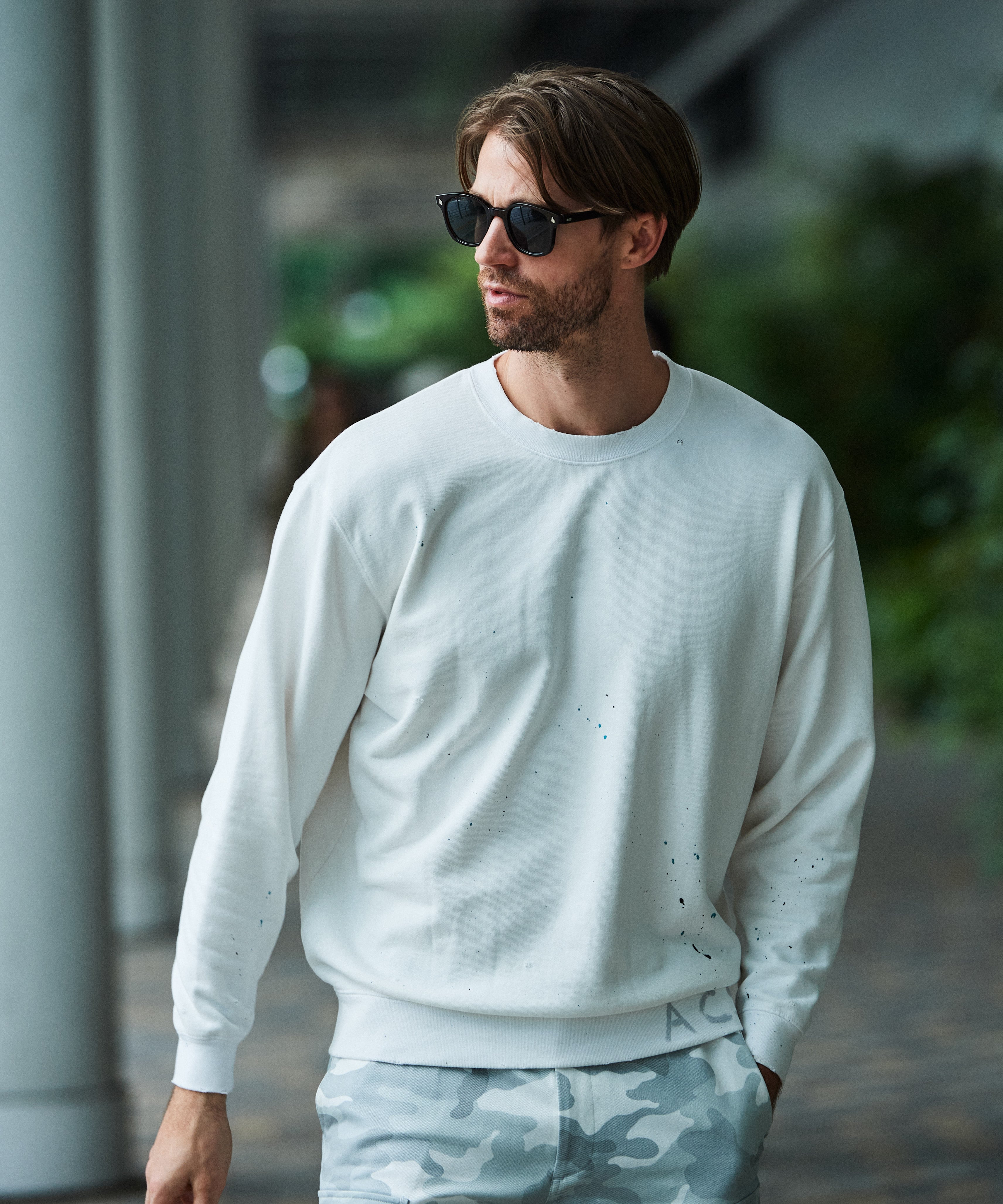 ダメージ加工ハンドペイント スウェット | ACANTHUS ONLINE STORE