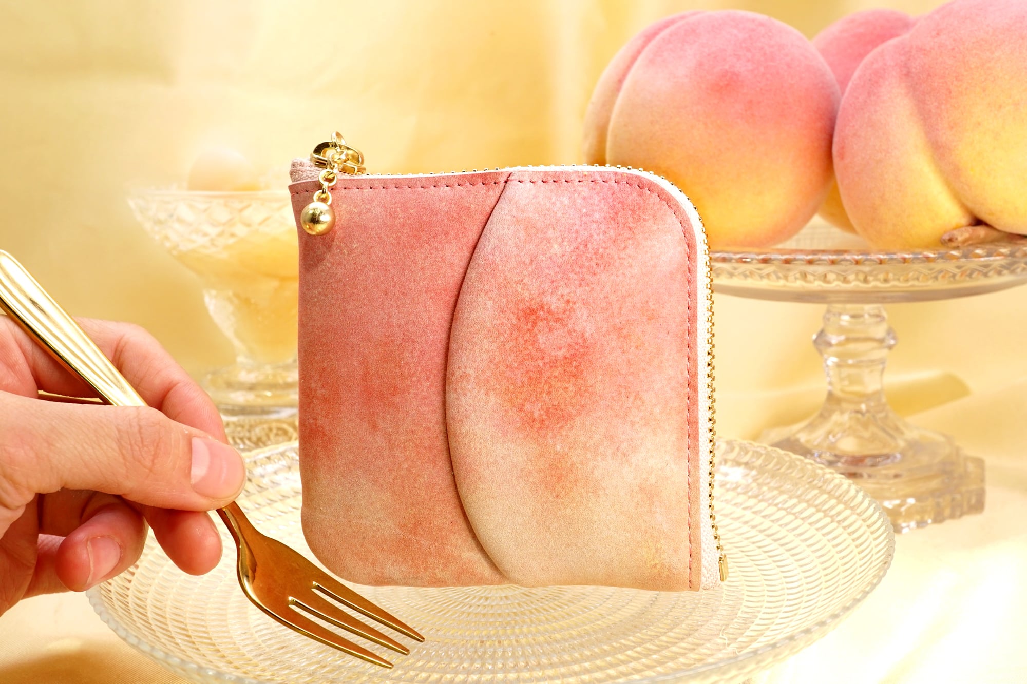 桃なL字ファスナーコンパクト財布（牛革製） | EARL'S FAVOURITE