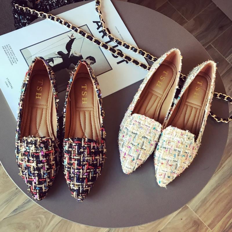 ツイードフラットシューズ（一ヶ月程でお届け） | milkyfleur