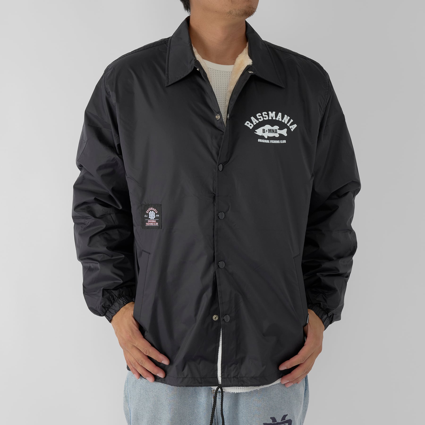 ロゴデザイン裏ボアコーチジャケット［BLK］ | bassmania.jp