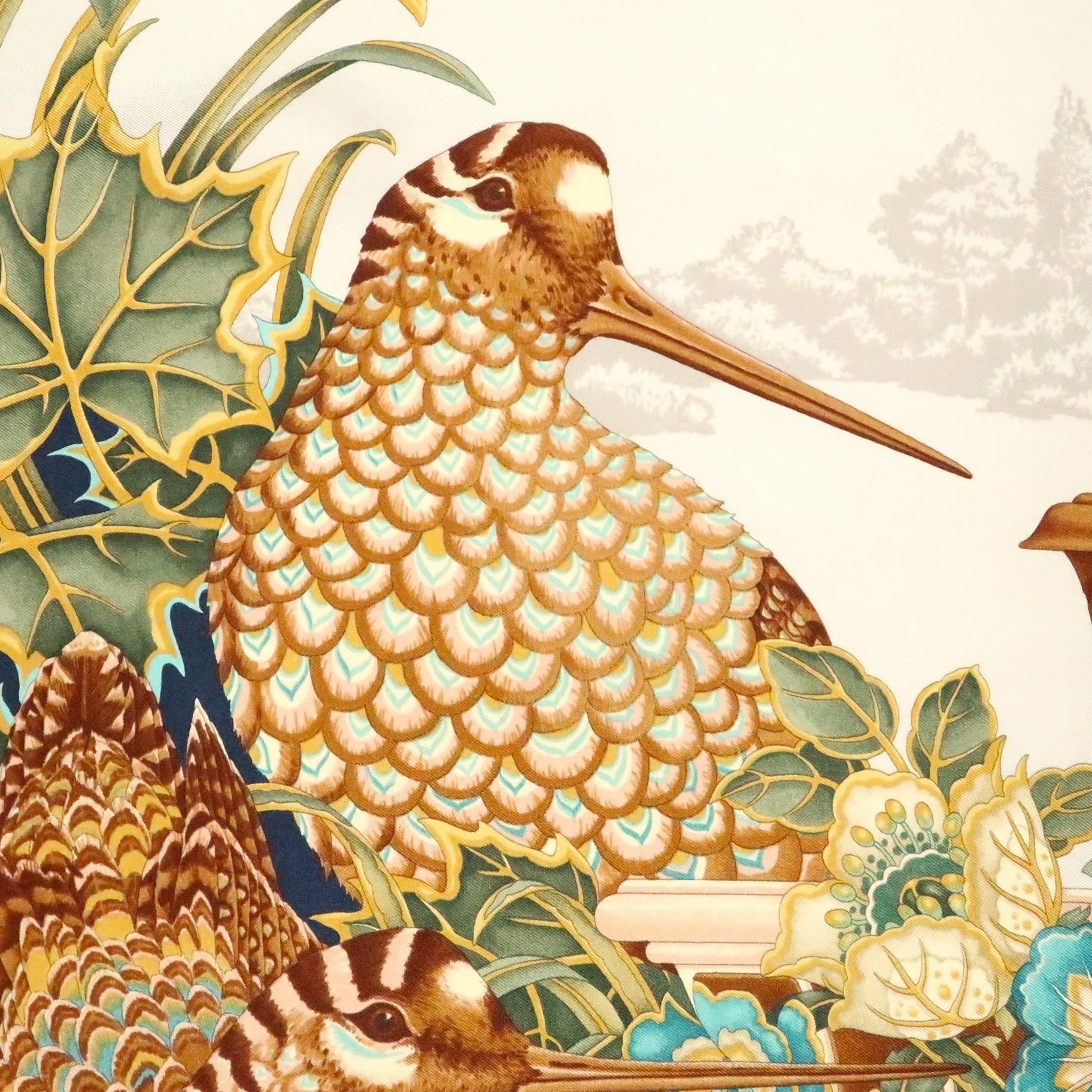 フェラガモ Salvatore Ferragamo/スカーフ 花柄 鳥 ブルー フラワー