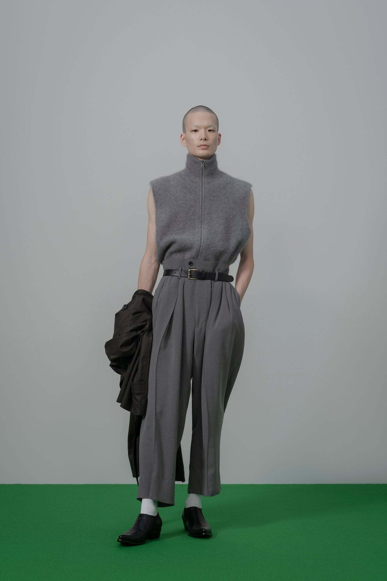 RAINMAKER】FOX CASHMERE ZIP-UP VEST_GRAY | marfa store