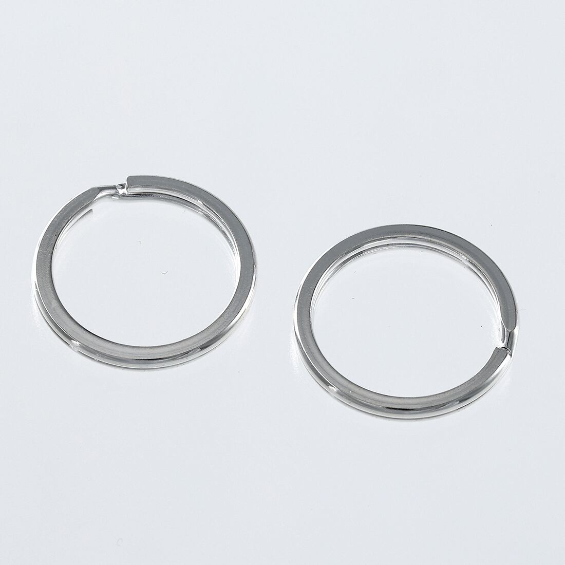 平キーリング 20mm シルバー 50個 白銀 二重リング キーホルダー