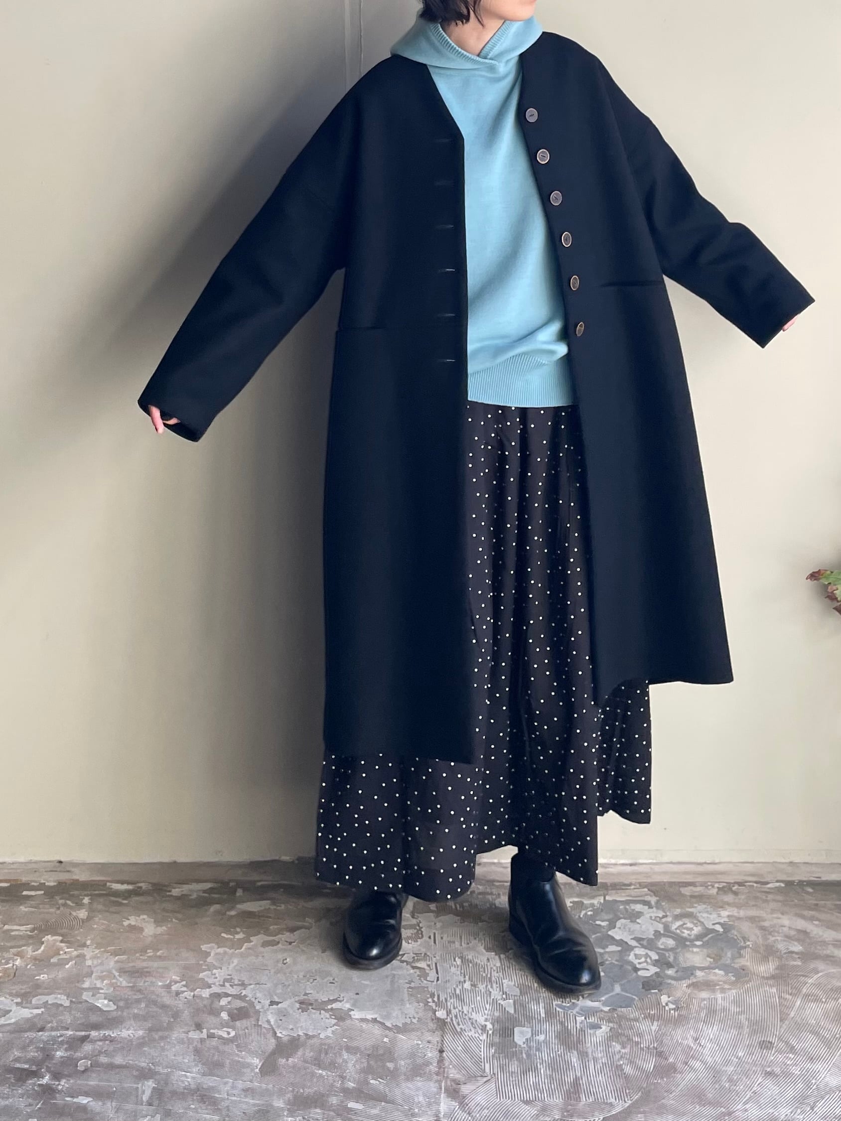 atelier naruse】melton wool cocoon coat［na-f04037］メルトンウール