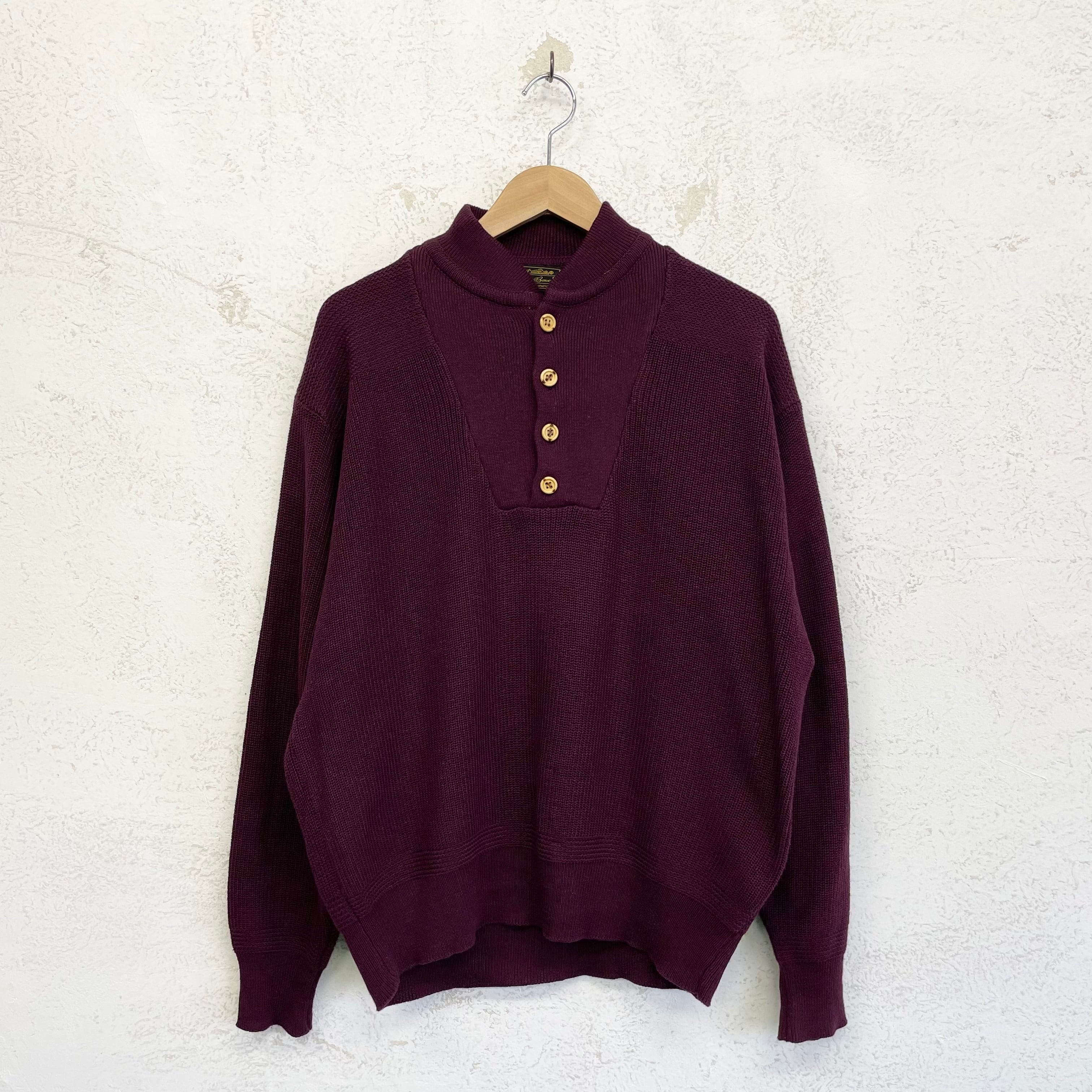 90's Eddie Bauer Henley neck cotton knit size/L エディーバウアー