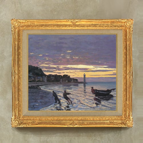 直筆仕上げ油絵【クロード・モネ】オンフルールの舟曳き F10 絵画