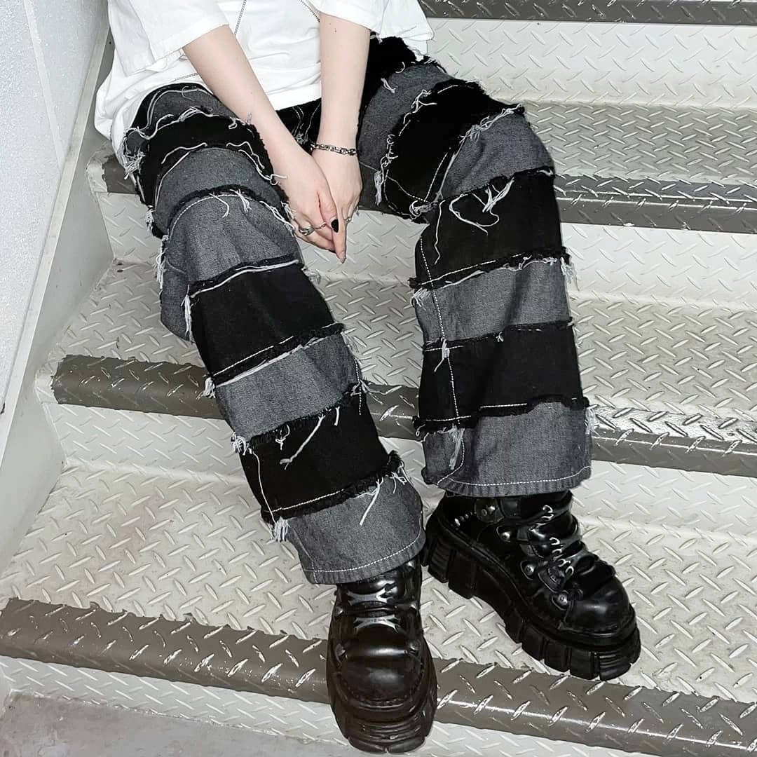 パッチワーク ブラックデニムパンツ | VOLCAN&APHRODITE