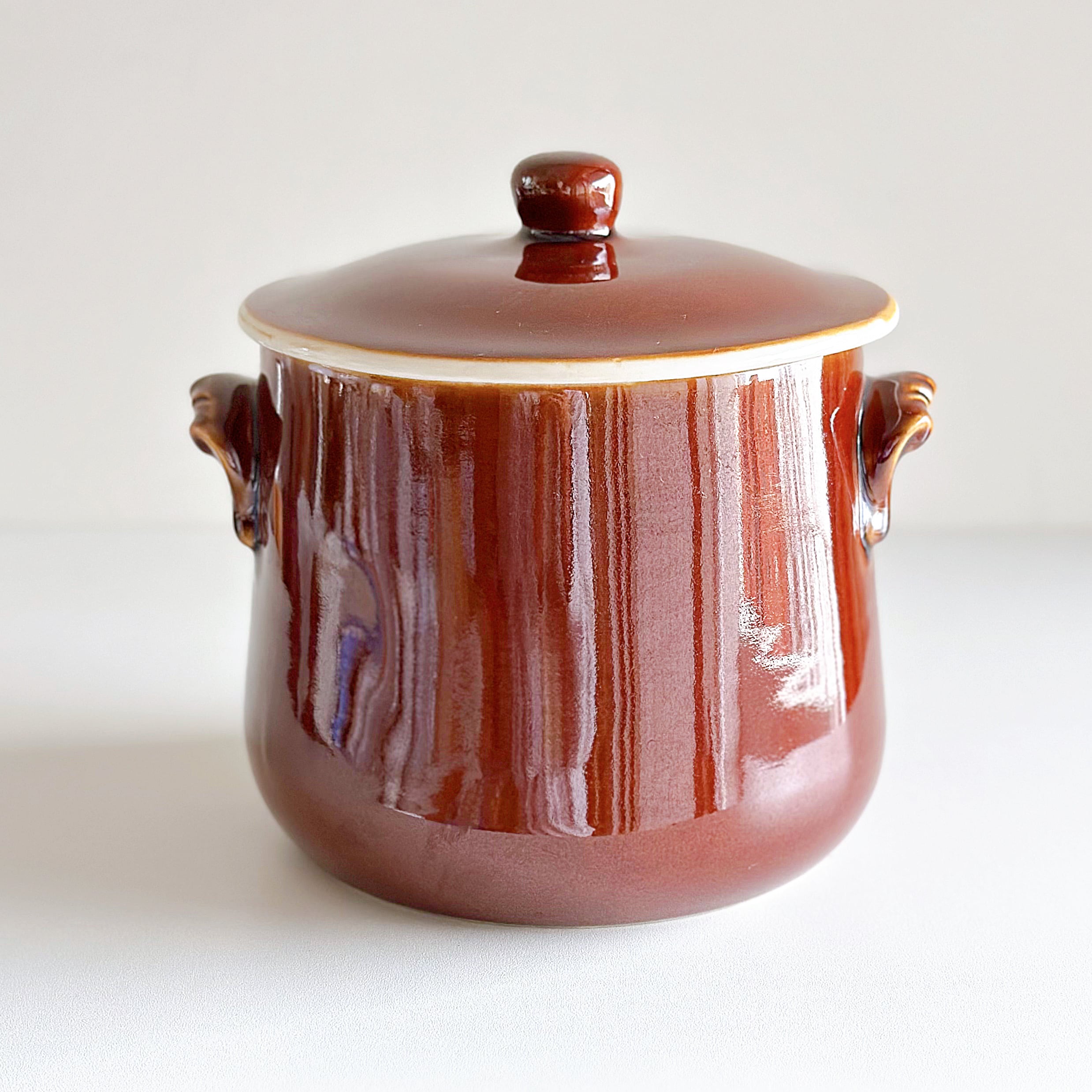 フランスアンティークチェリー柄鮮やかなブルーグリーンのキャセロール