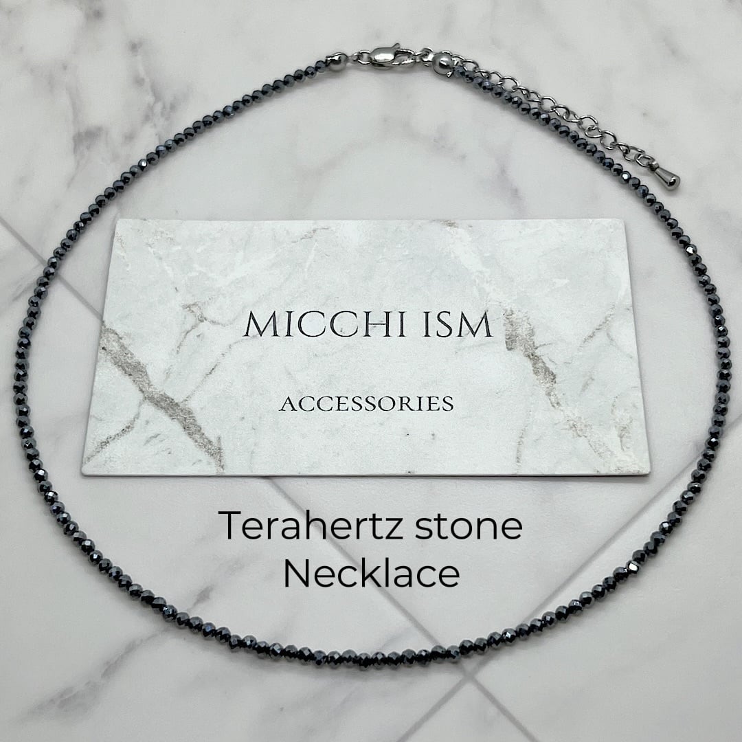 高純度 テラヘルツ鉱石 ネックレス ミラーカット2mm玉 アジャスター5cm