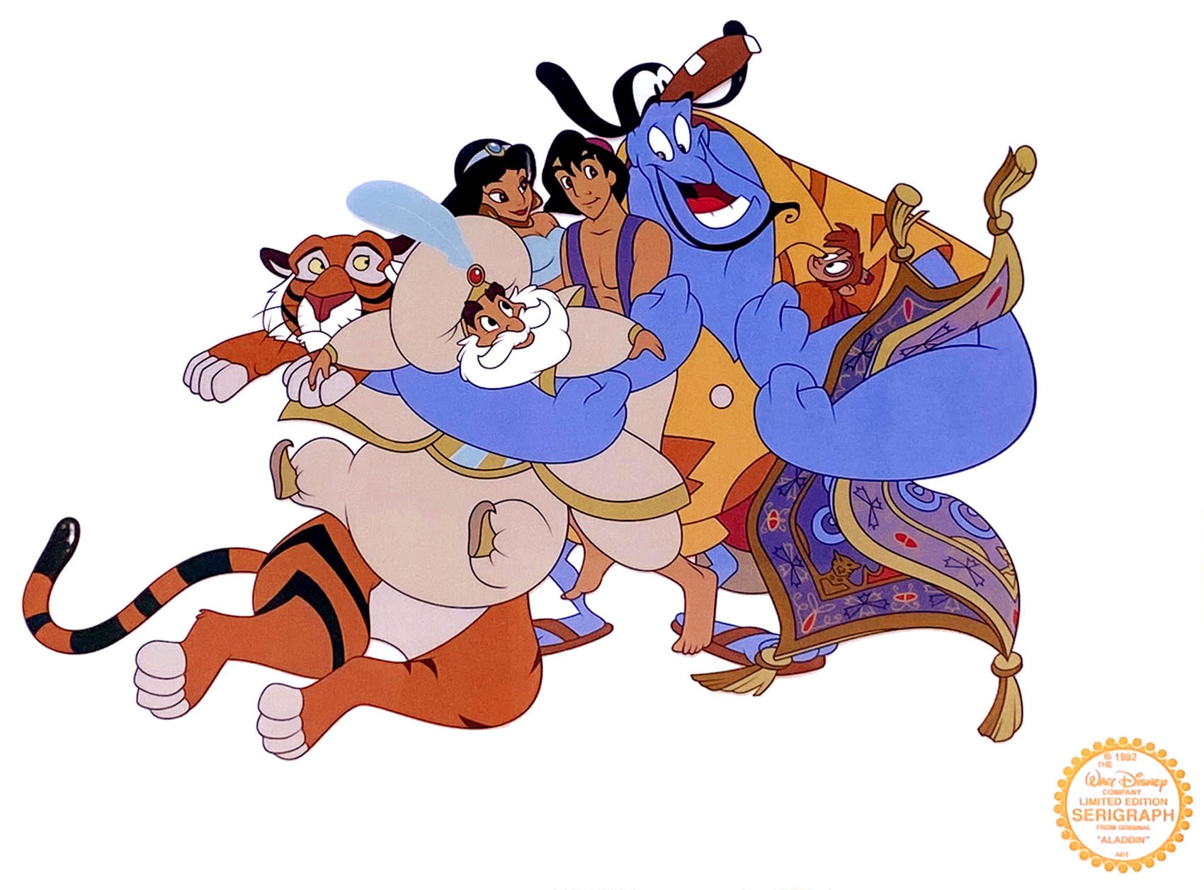 ディズニー セル画「アラジン キャスト」額縁2種選択可 展示用フック付