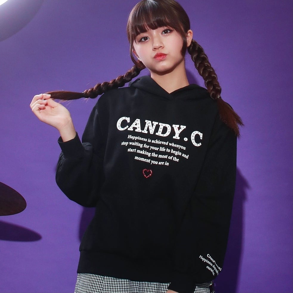 ラインストーンロゴパーカー(202469) | Candychuu 公式ONLINE SHOP