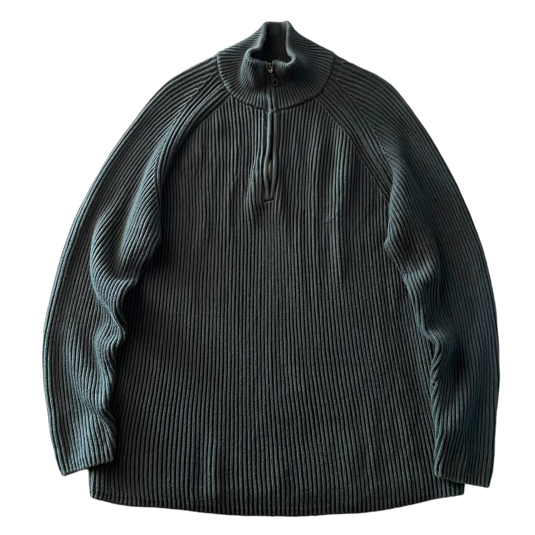 old ST. JOHN'S BAY half zip cotton knit sweater L / セントジョンズ