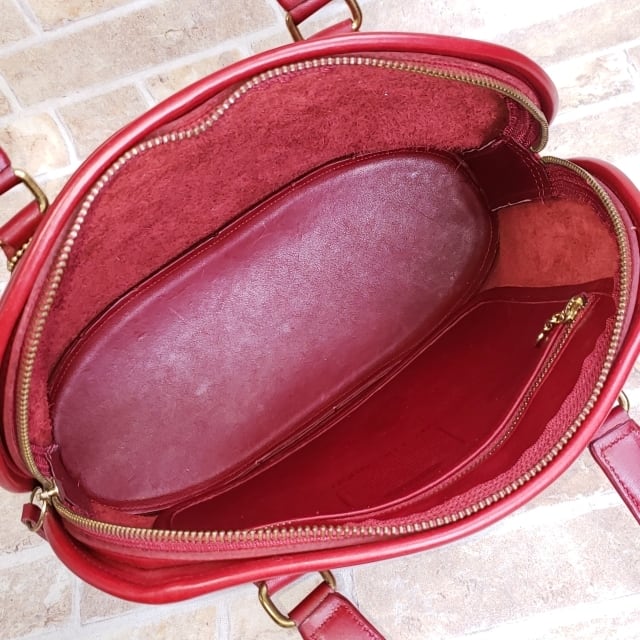 オールドコーチ ☆ USA製 レザー ボストンバッグ レッド 自立OK COACH