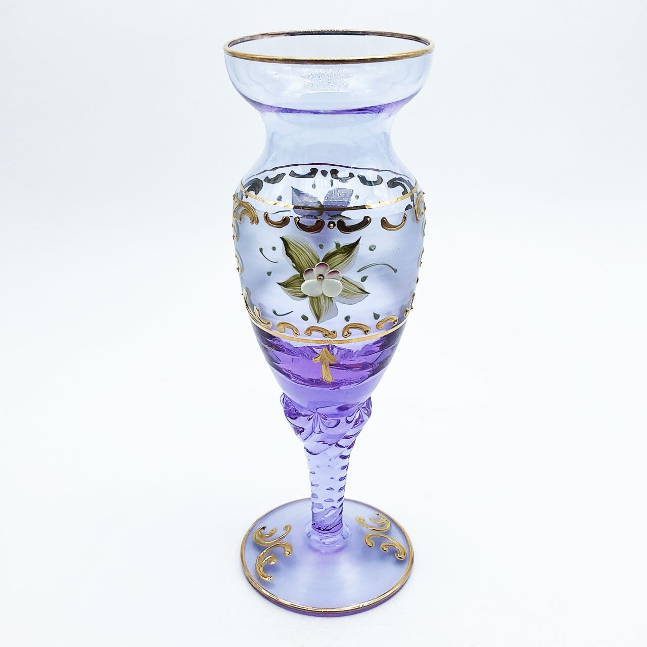 ベネチアングラス ムラノ イタリア 花瓶 ラベンダー ゴールド 金彩