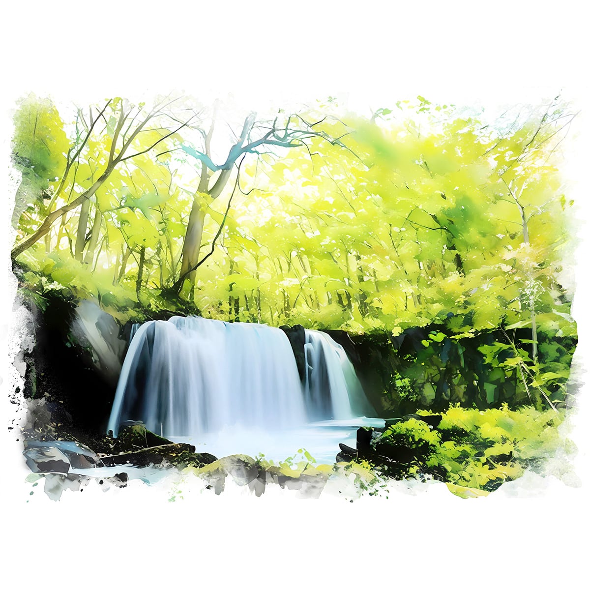 最終値下げ F6号作品【癒しの水簾 熊本 鍋ヶ滝 】 額装した素晴らしい