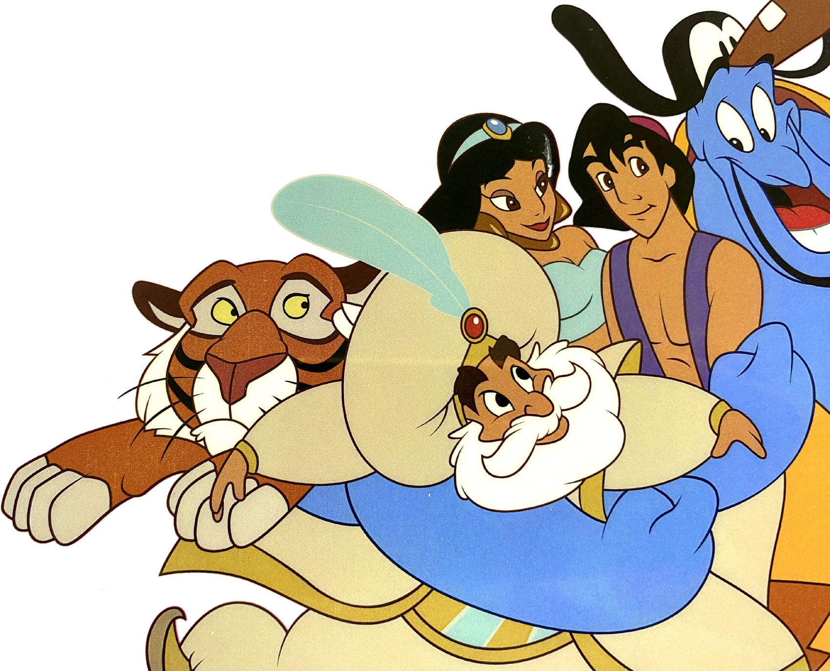 ディズニー セル画「アラジン キャスト」額縁2種選択可 展示用フック付