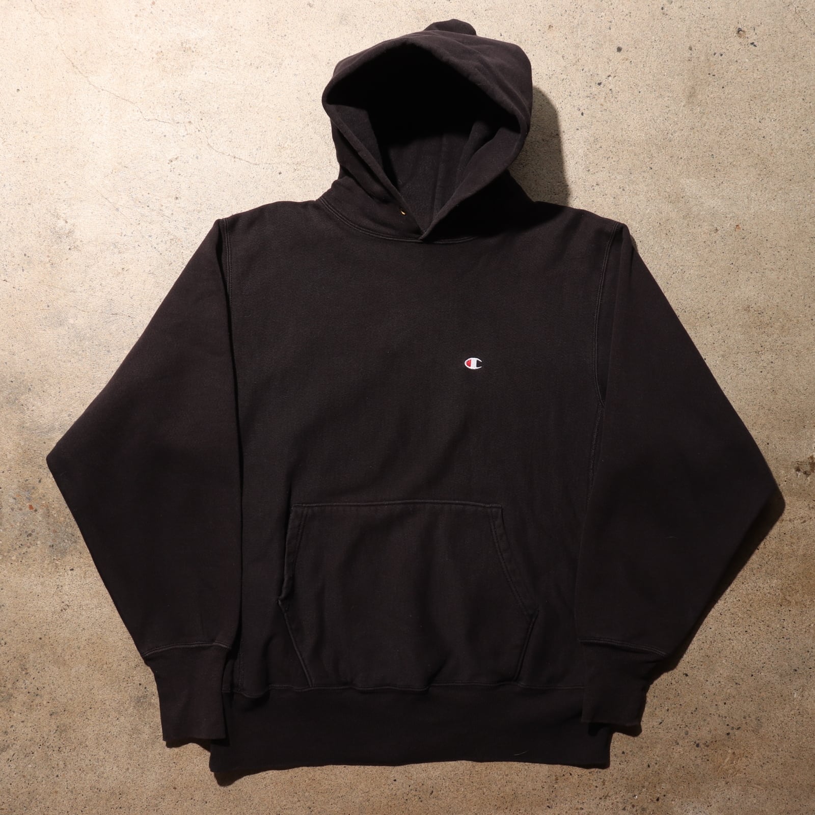 稀少 美品 90s L 黒無地 パーカー リバースウィーブ チャンピオン
