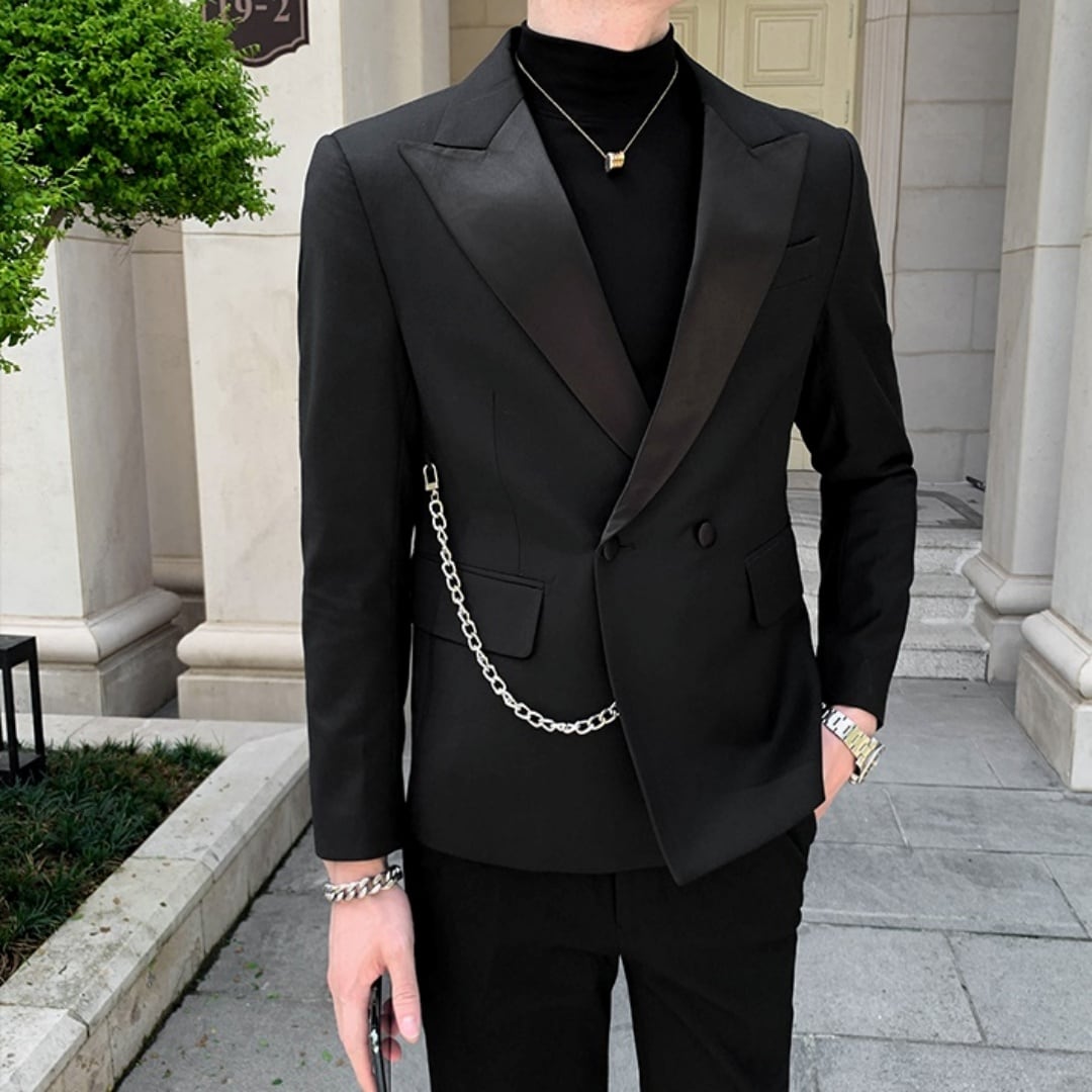 チェーン付き ダブルブレストスリムジャケット A2483 | メンズスーツ