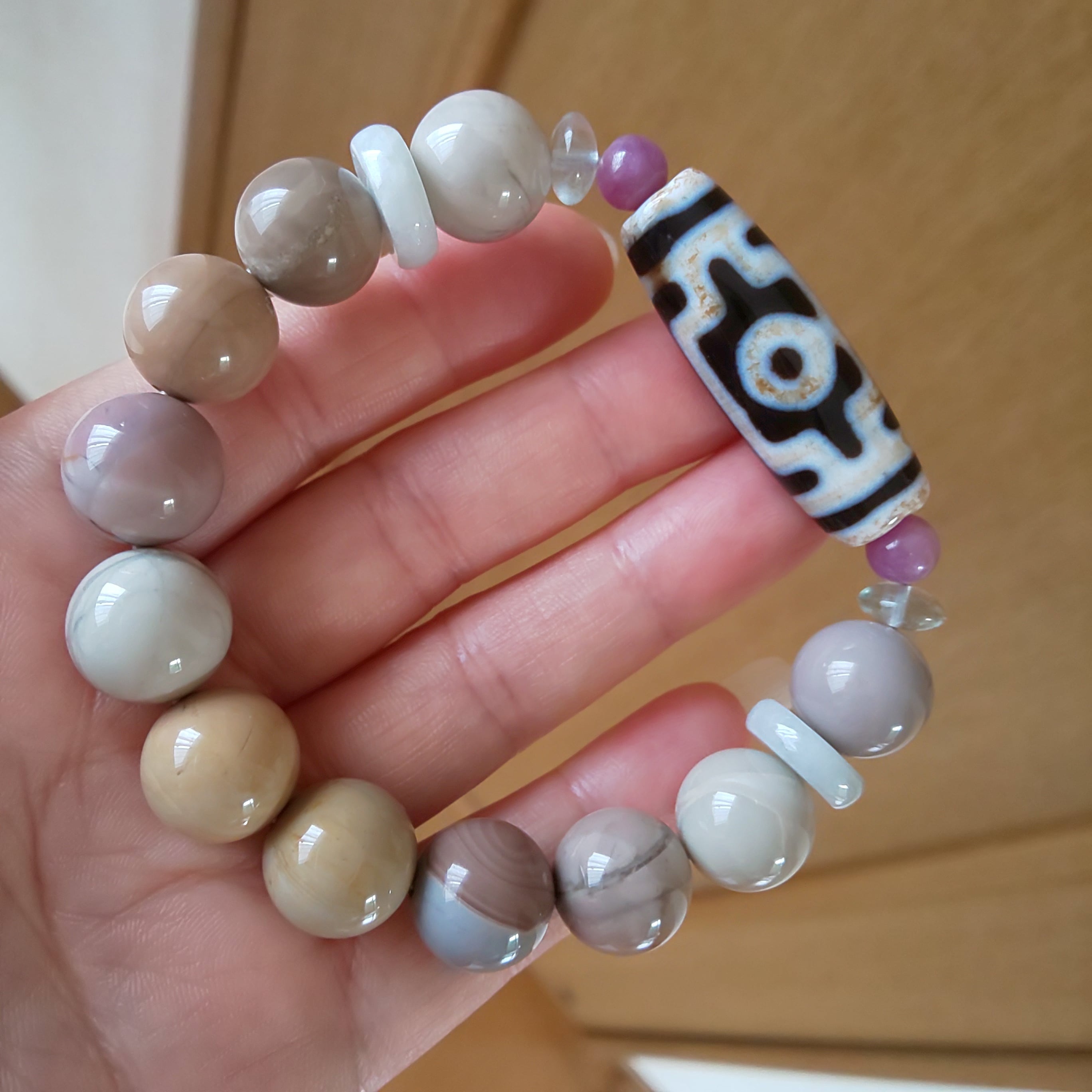 平安ニ眼天珠 ブレス | 天然石 〜言霊〜 楓