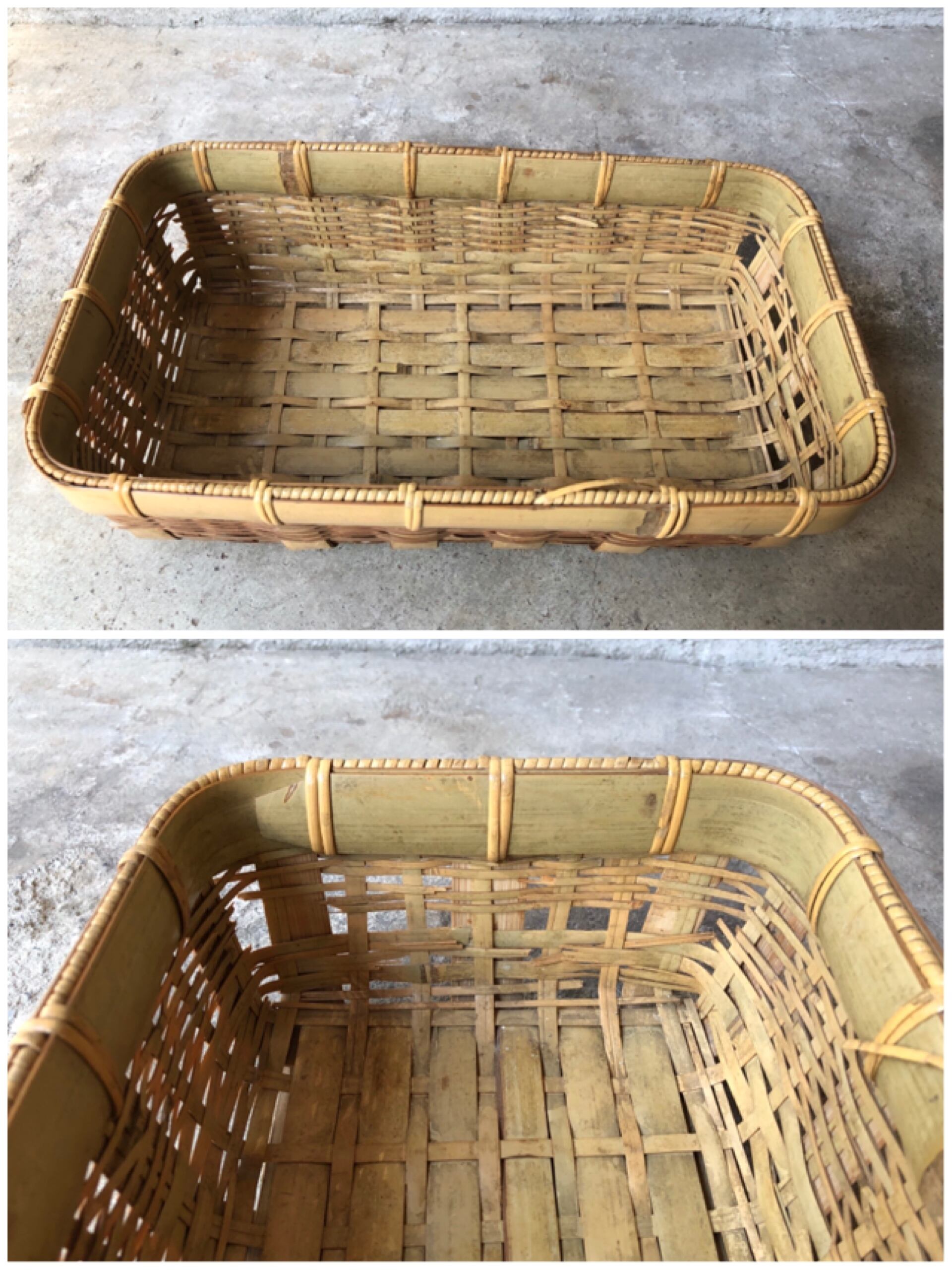 大きなびく 2段式 古い竹かご 魚籠 ビク 釣り 竹籠 カゴ 古道具 古民具