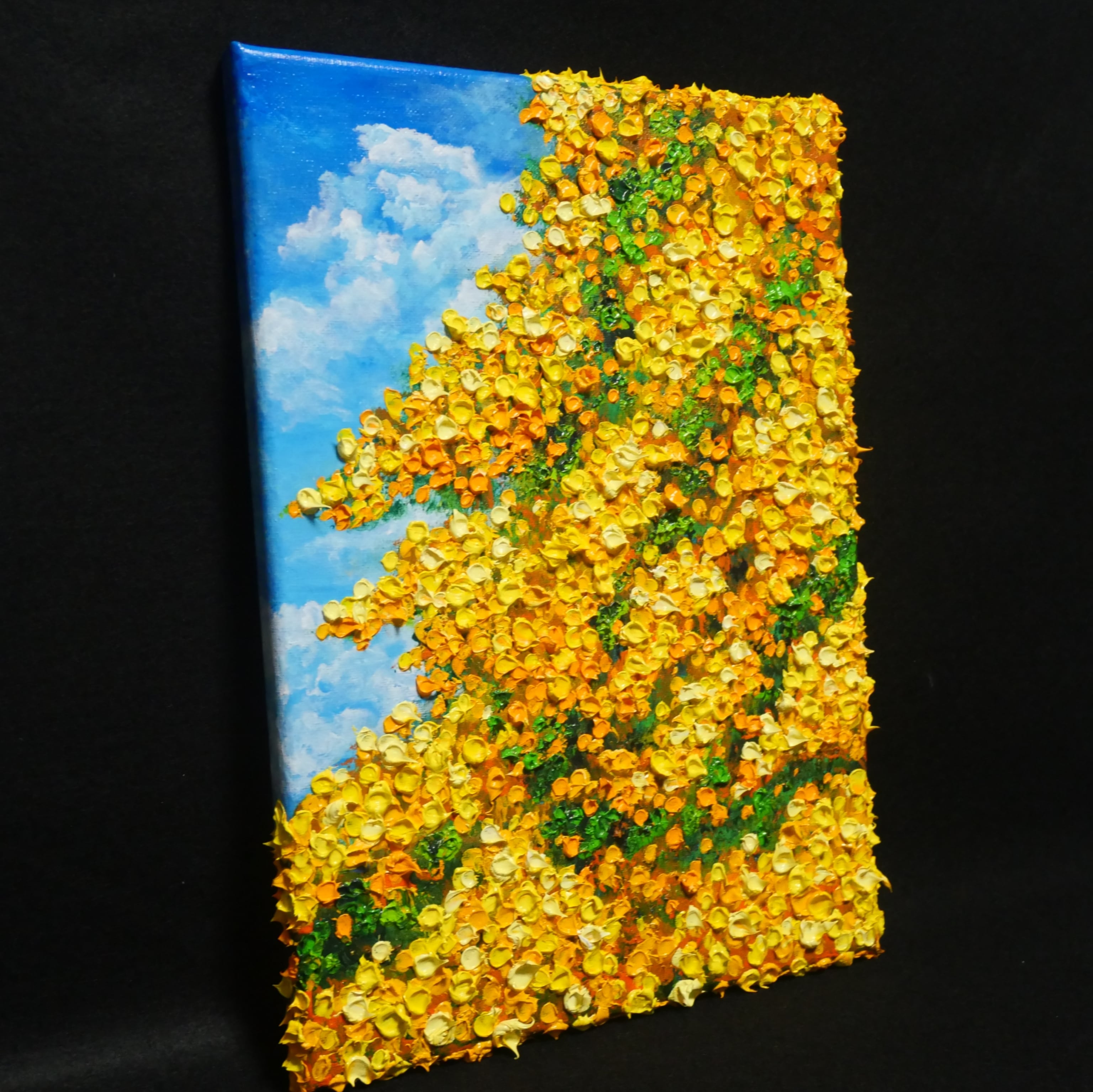 油絵 油彩 油彩画 絵 絵画【青空のミモザ】F4号 | HIROSHI1990