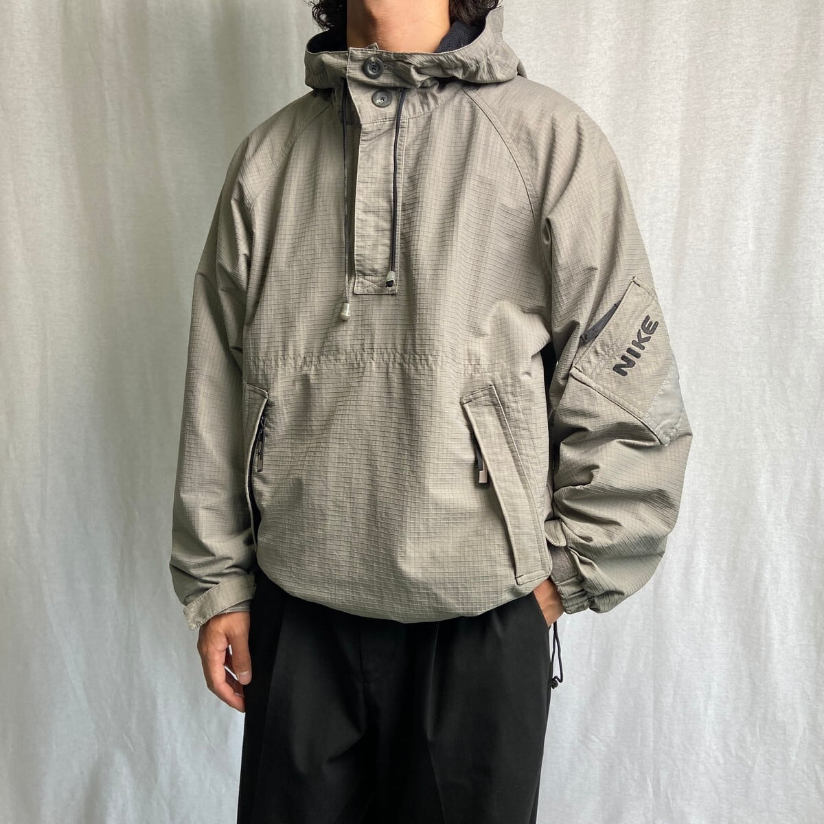 00年代 NIKE ナイキ リップストップ アノラックパーカー メンズL相当