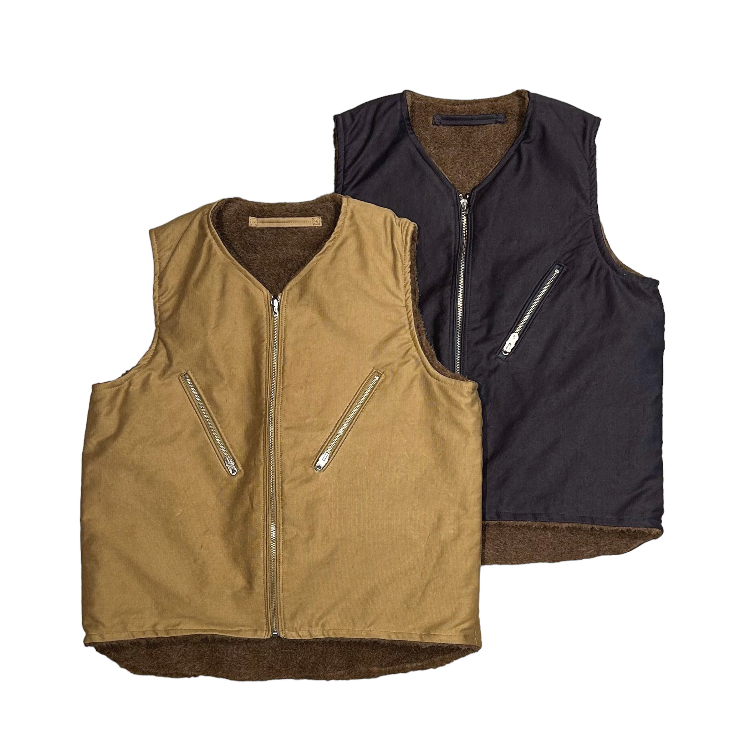 NIGEL CABOURN / DECK VEST - REVERSIBLE Khaki Dark Navy (ナイジェル