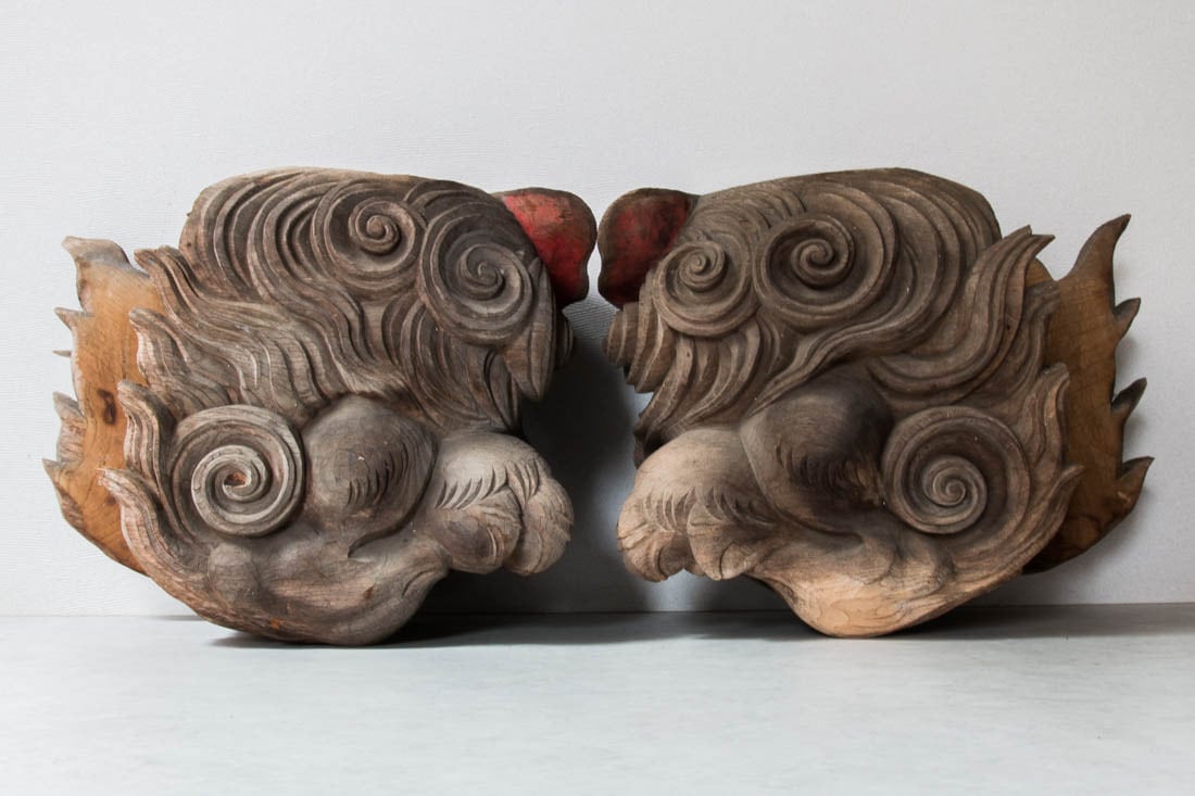 獅子の木鼻一対 | 越後古材