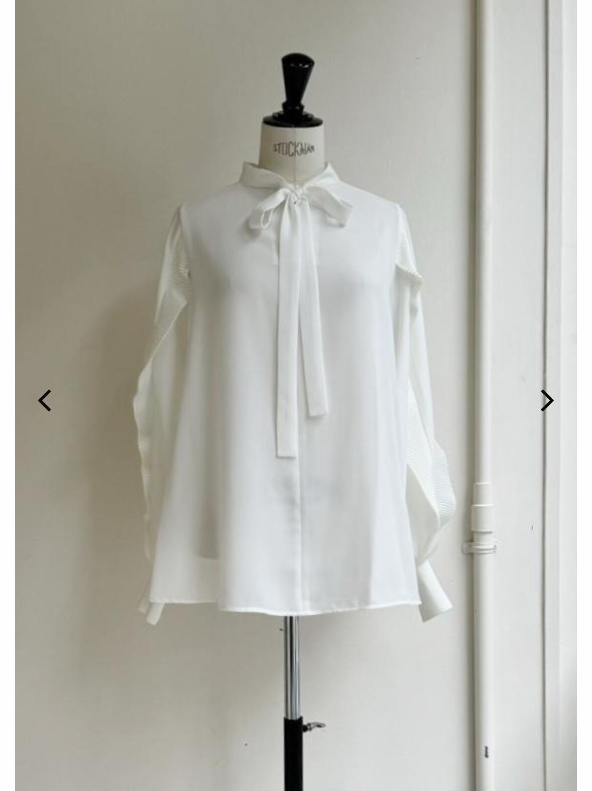 ☆大人気☆再販☆ 袖プリーツデザインジョーゼット2WAYブラウス