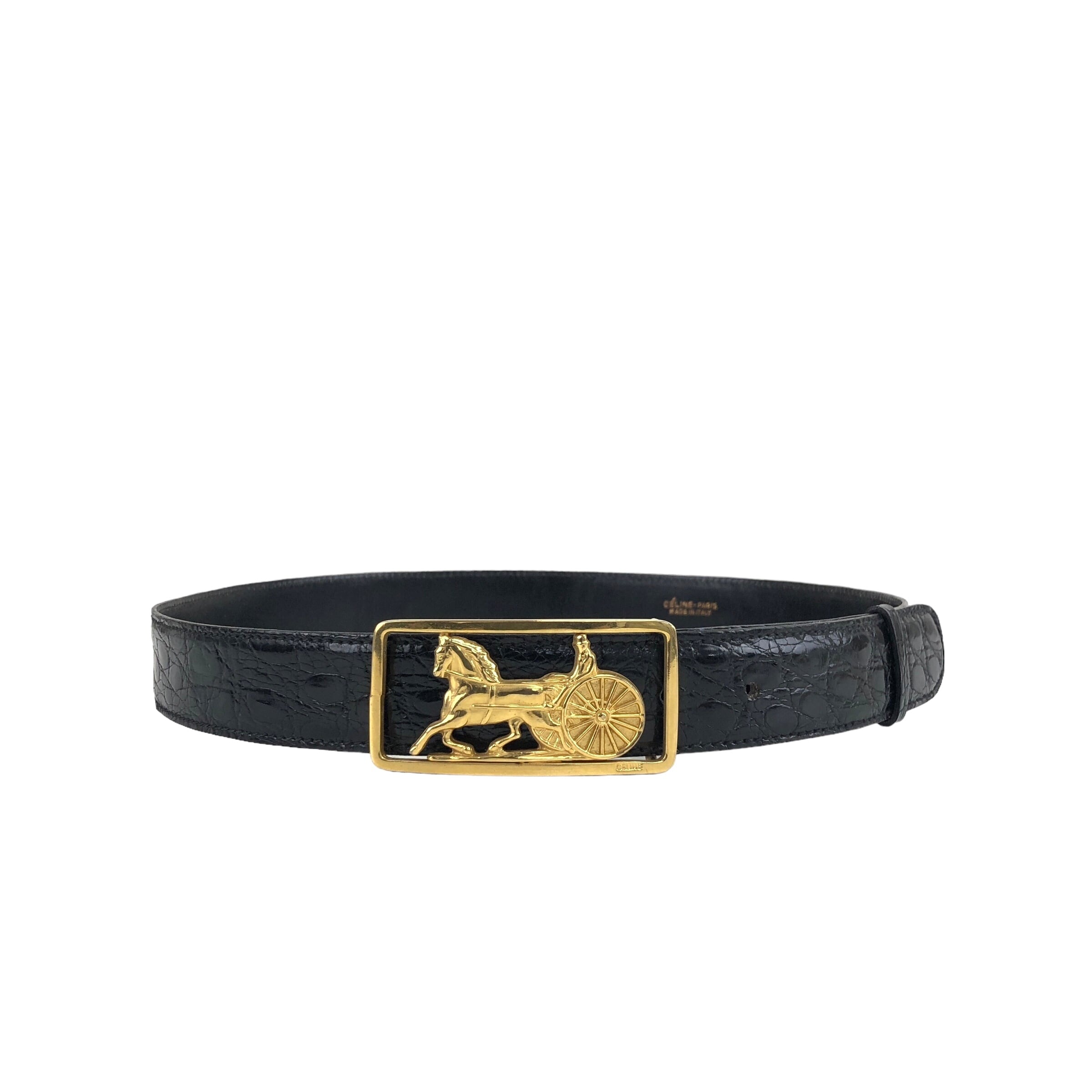 CELINE セリーヌ ベルト ブラック 馬車 ホースキャリッジ vintage