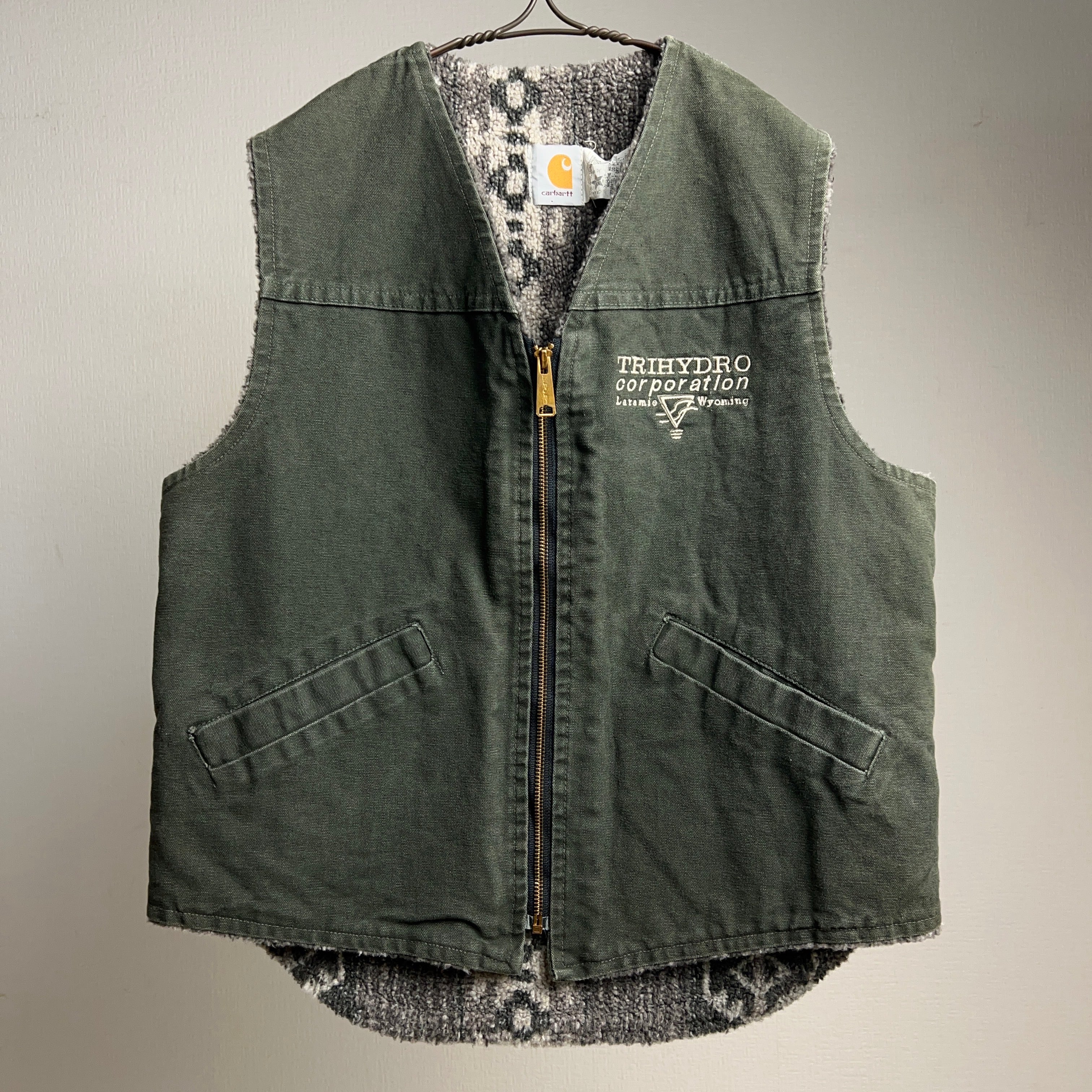 レアカラー□carhartt カーハート【L】ダックベスト モスグリーン