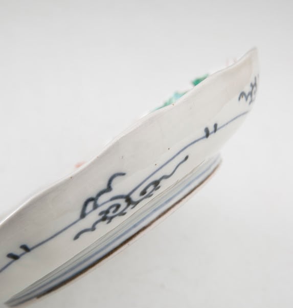 伊万里 色絵金彩 赤絵 花鳥図 蝶 鷹 唐草 蛸唐草 格子 輪花 七寸 7寸