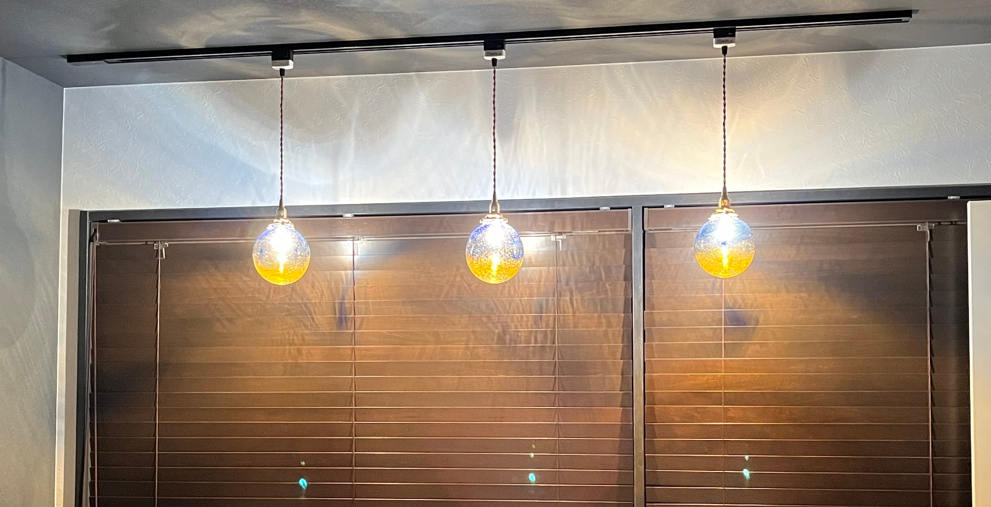 夕日と波』 「大」140mmサイズ E17ソケット ランプシェード(麻炭ガラス