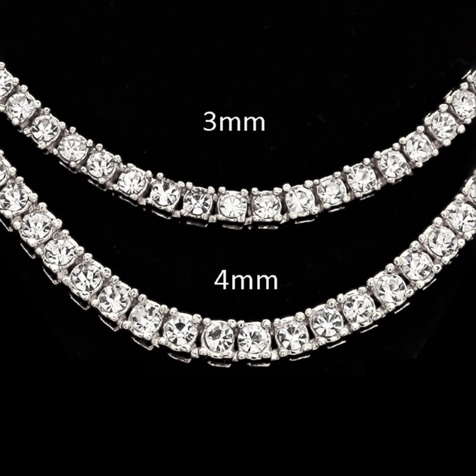 CZダイヤ 幅4mm テニスチェーン ネックレス テニスネックレス